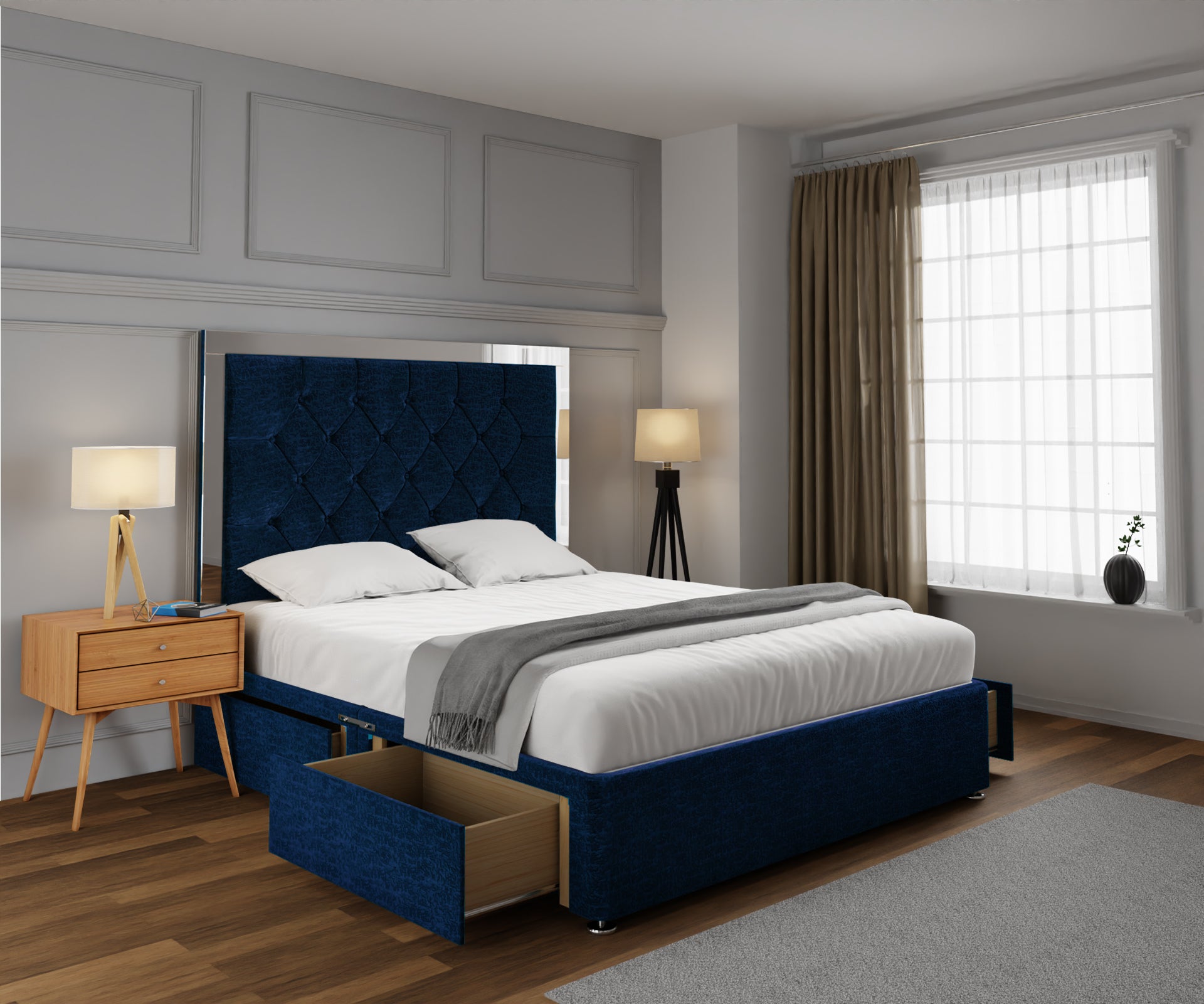 Chesterfield Mirrored Divan Bed Set