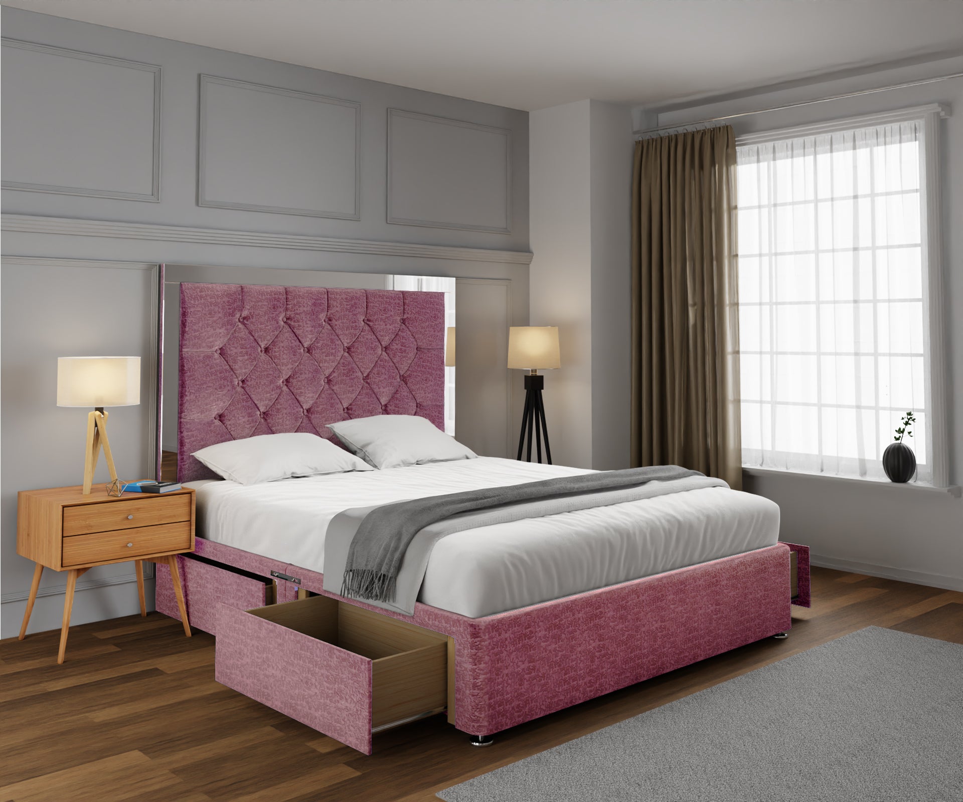 Chesterfield Mirrored Divan Bed Set