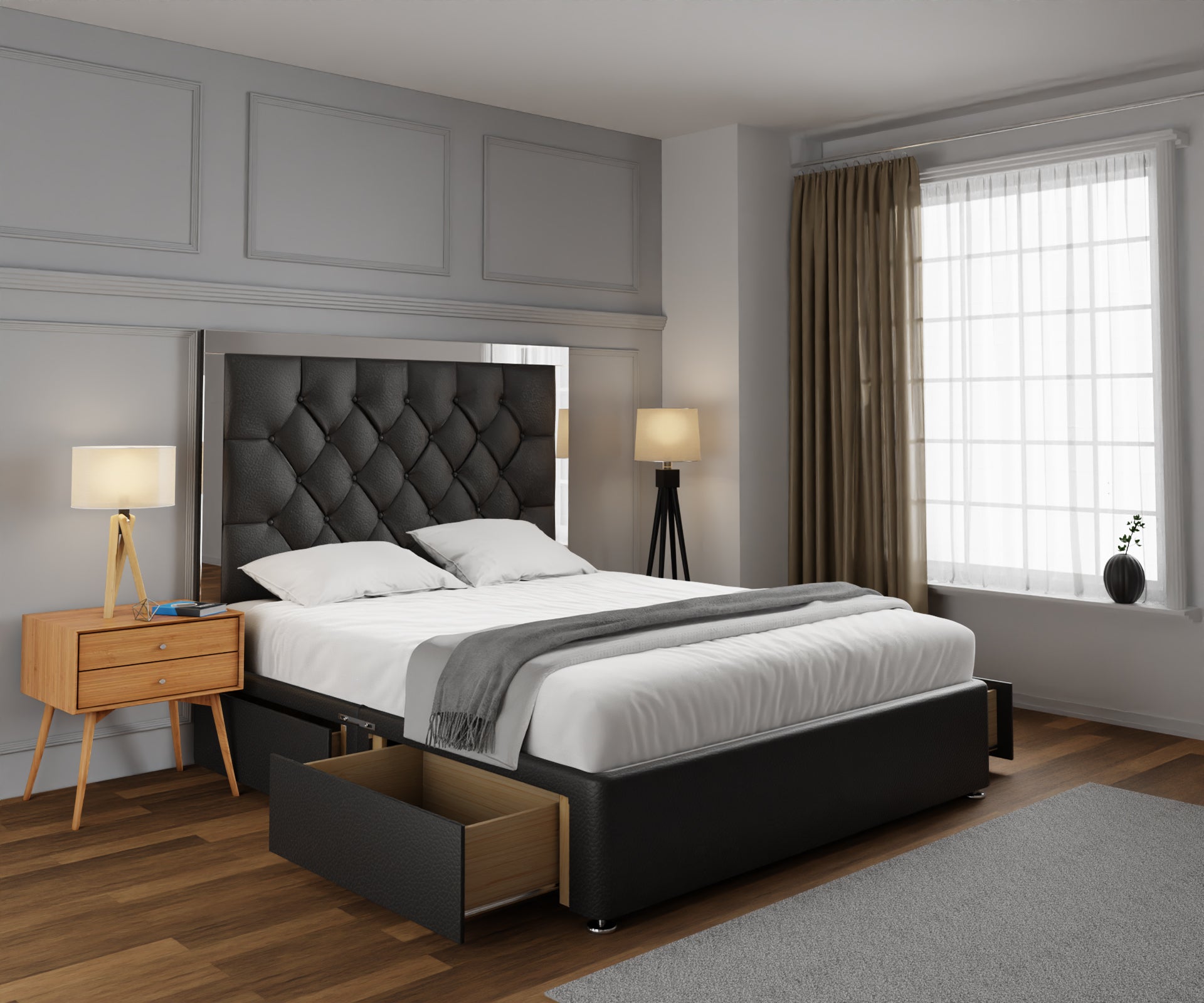 Chesterfield Mirrored Divan Bed Set