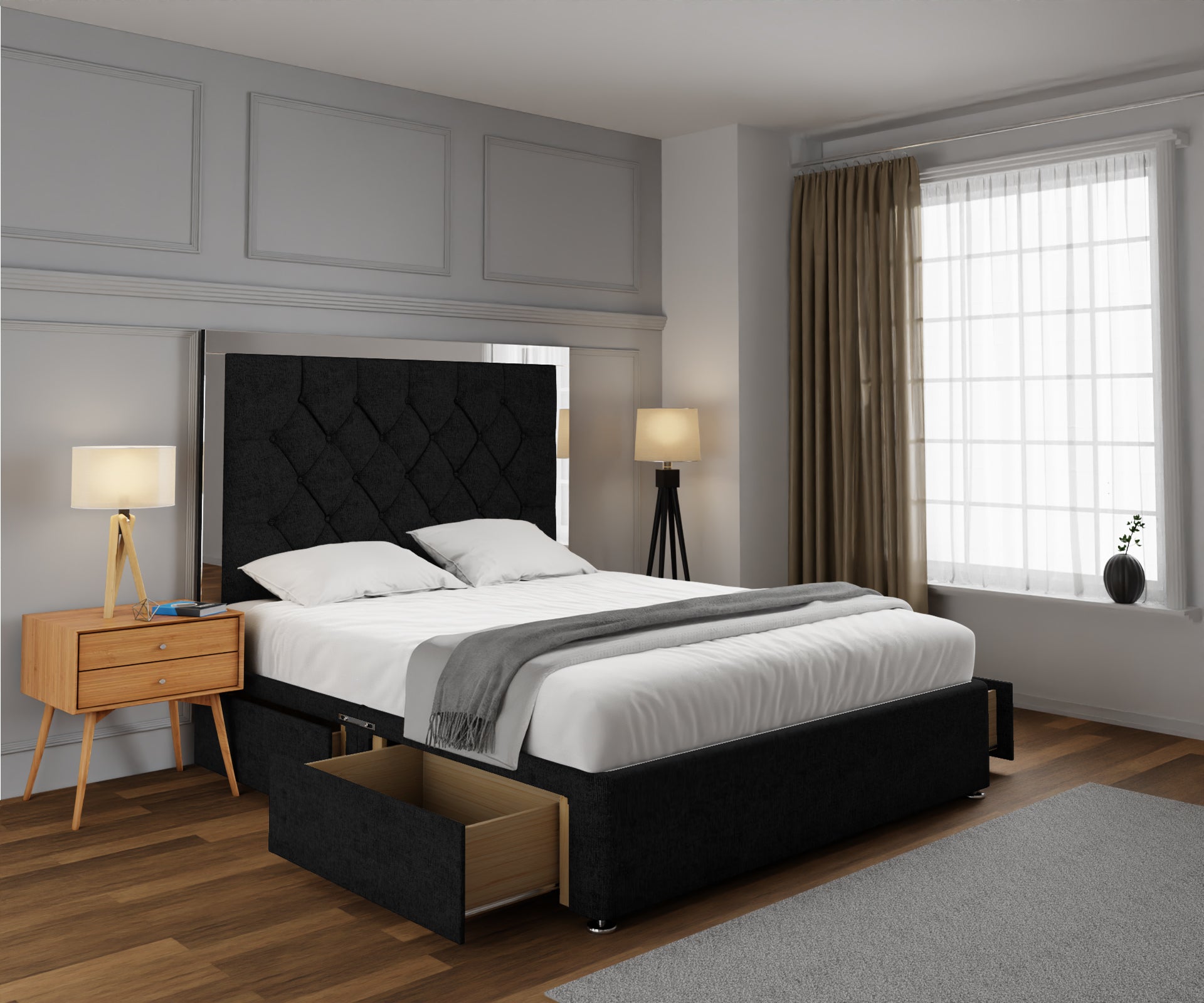 Chesterfield Mirrored Divan Bed Set