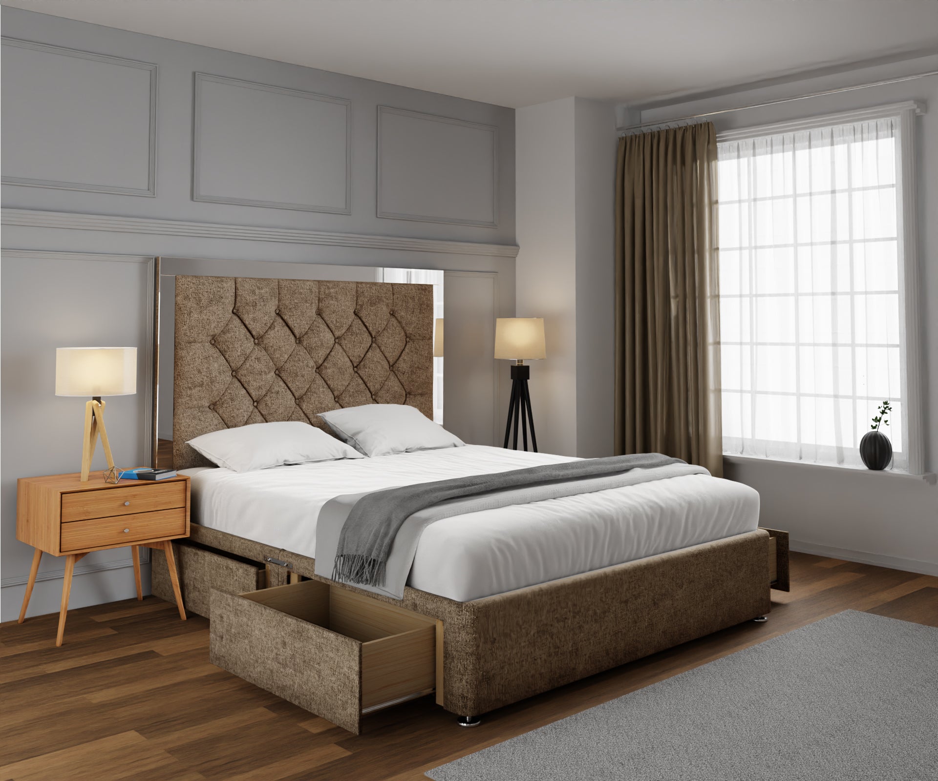 Chesterfield Mirrored Divan Bed Set