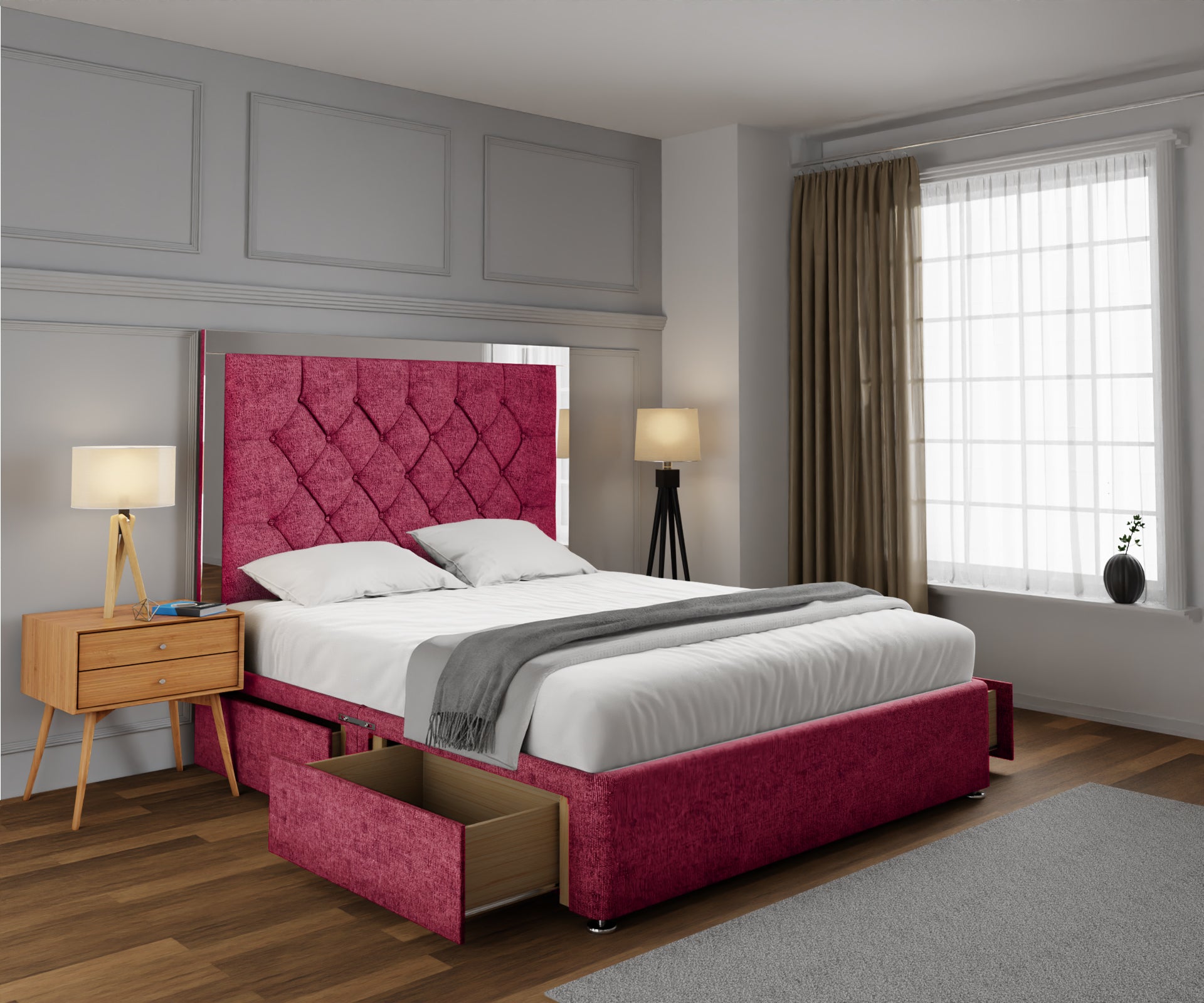 Chesterfield Mirrored Divan Bed Set