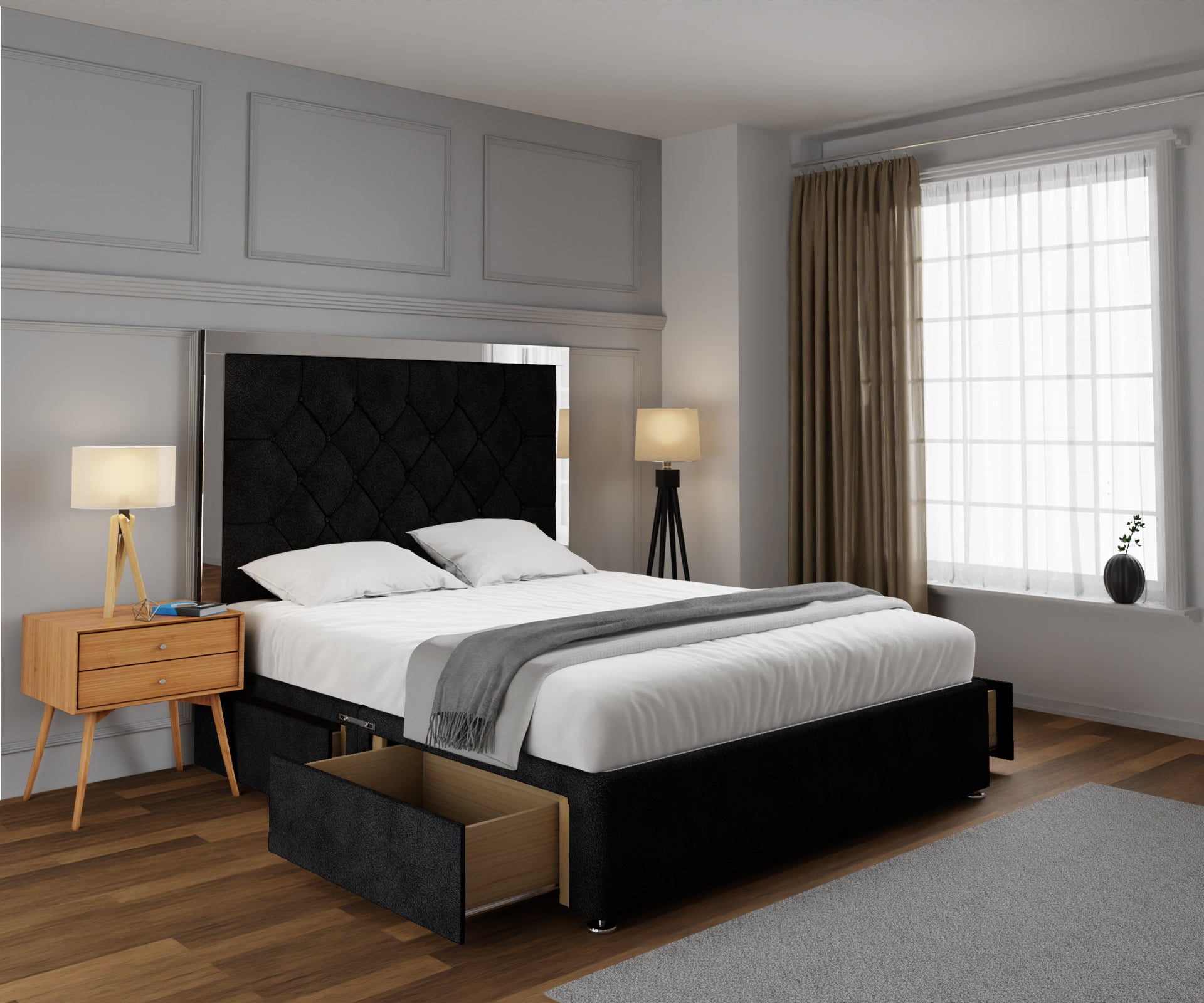 Chesterfield Mirrored Divan Bed Set