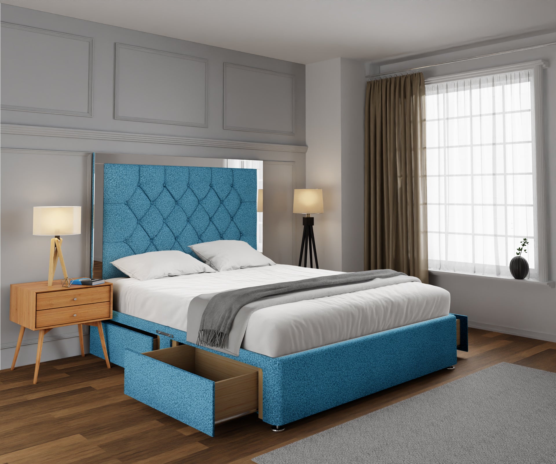 Chesterfield Mirrored Divan Bed Set