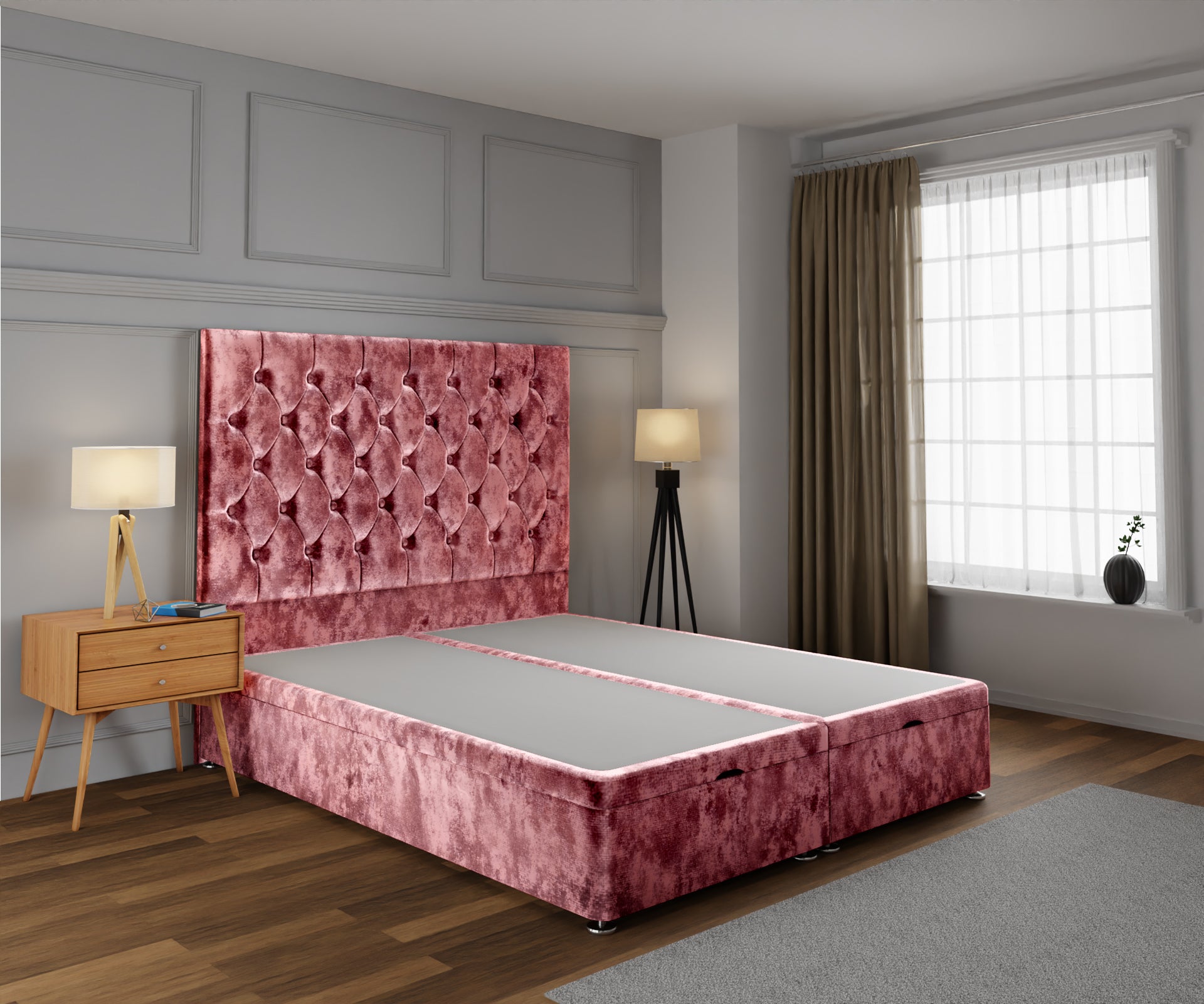 Evie Ottoman Storage Divan Bed Base With Headboard