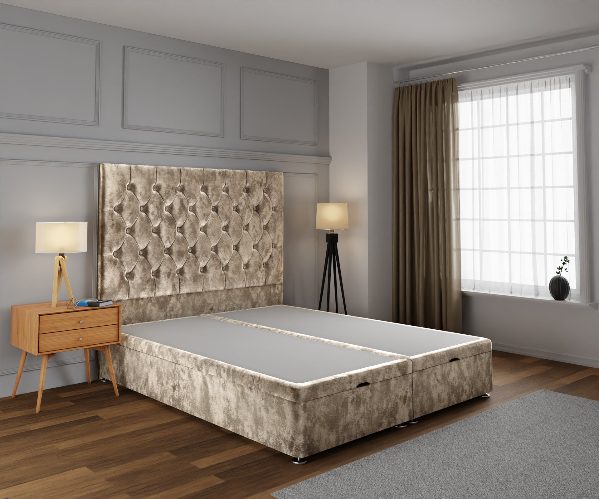 Evie Ottoman Storage Divan Bed Base With Headboard