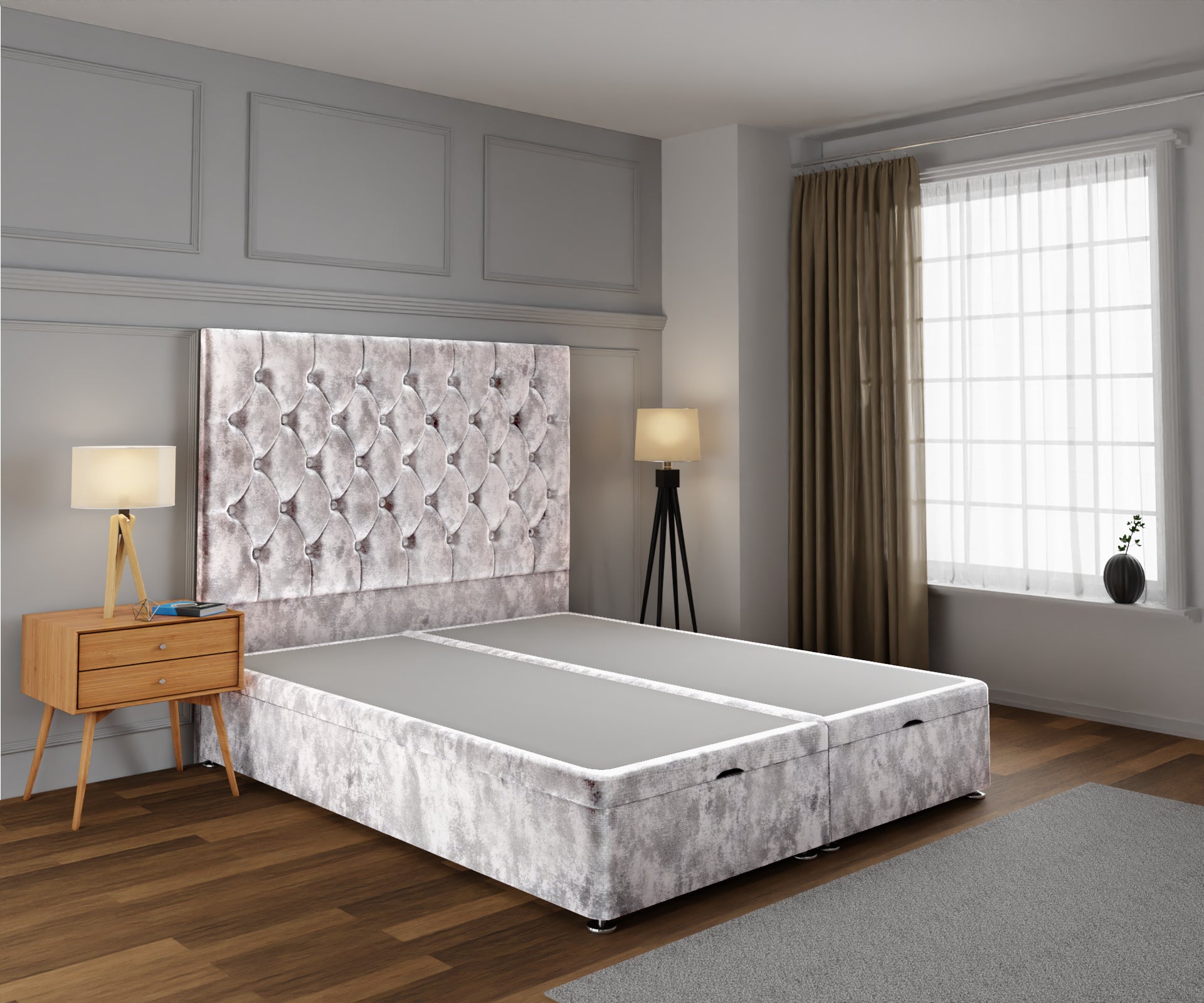 Evie Ottoman Storage Divan Bed Base With Headboard