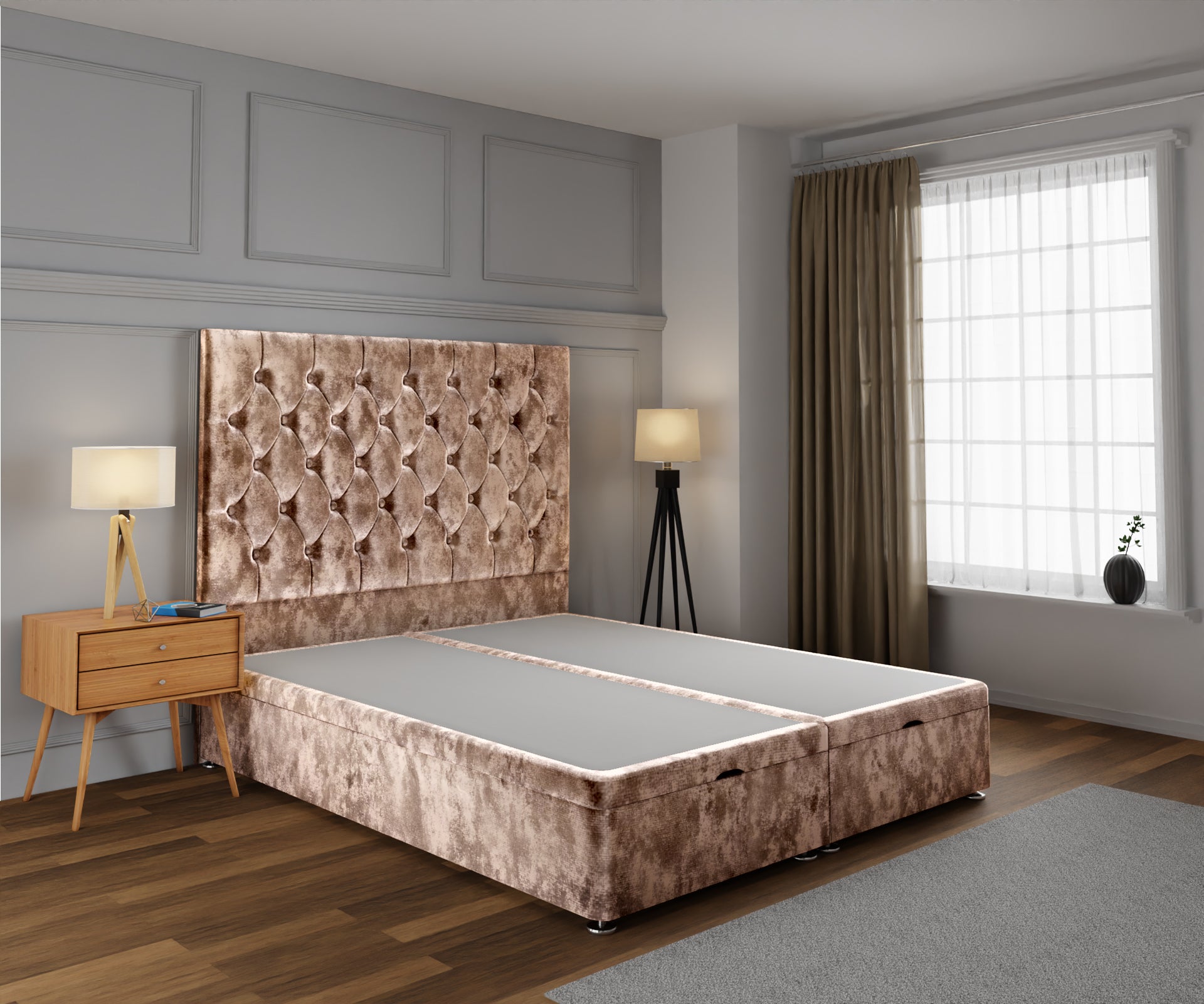 Evie Ottoman Storage Divan Bed Base With Headboard