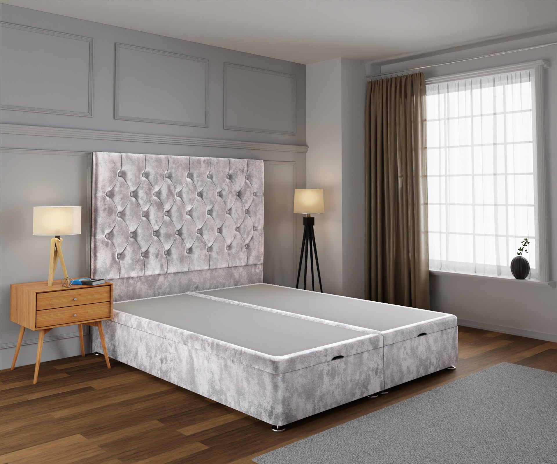 Evie Ottoman Storage Divan Bed Base With Headboard