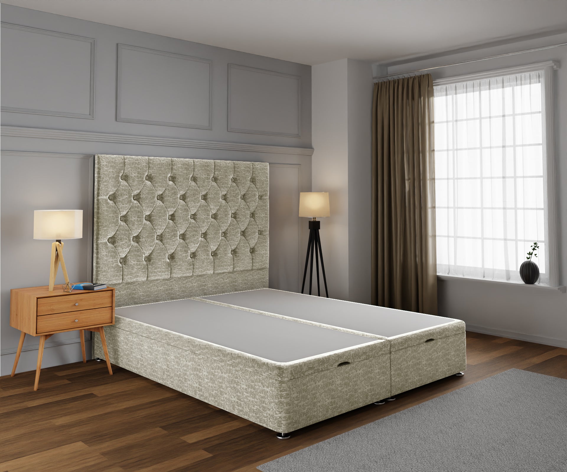 Evie Ottoman Storage Divan Bed Base With Headboard