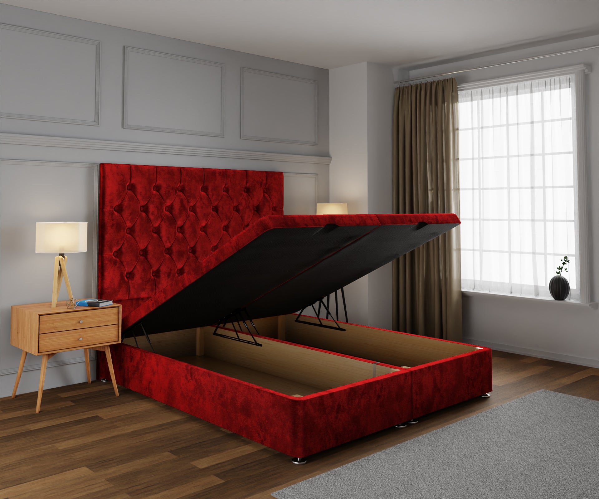 Evie Ottoman Storage Divan Bed Base With Headboard