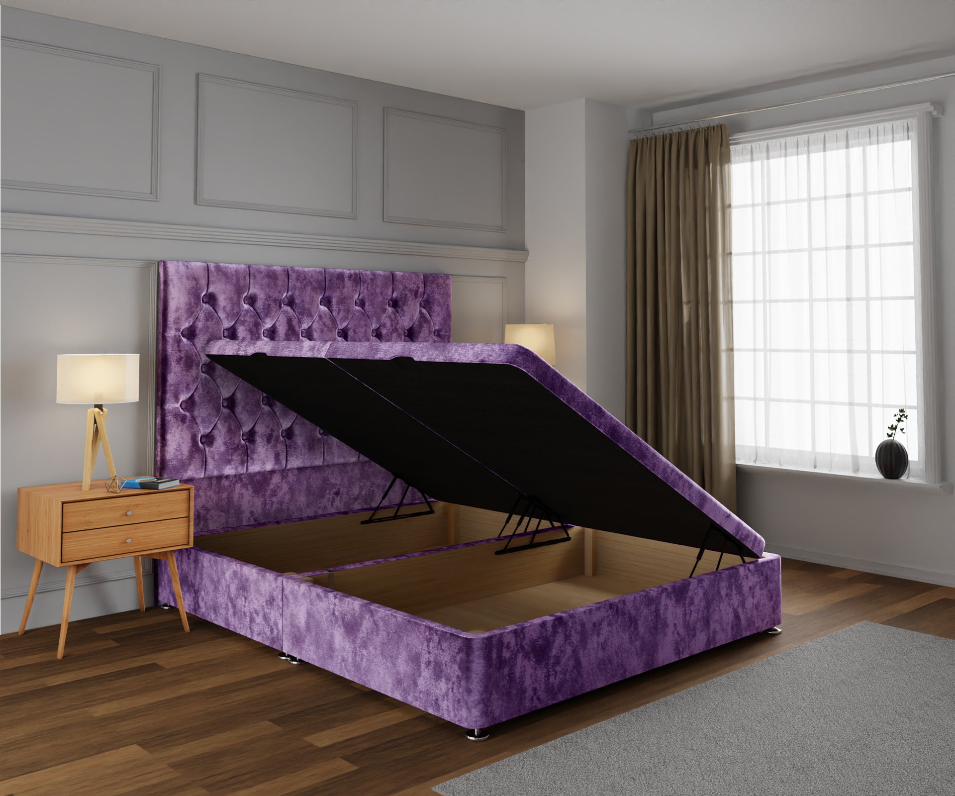 Evie Ottoman Storage Divan Bed Base With Headboard