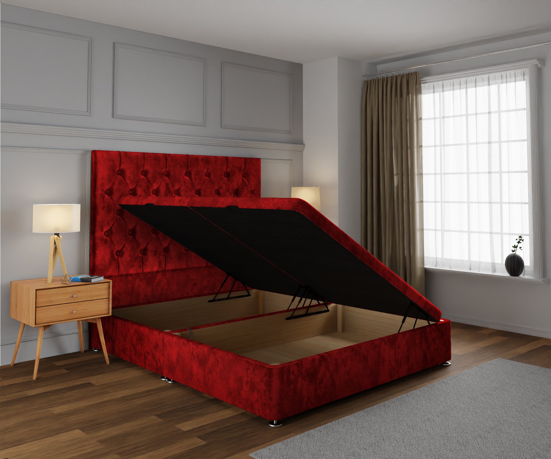 Evie Ottoman Storage Divan Bed Base With Headboard