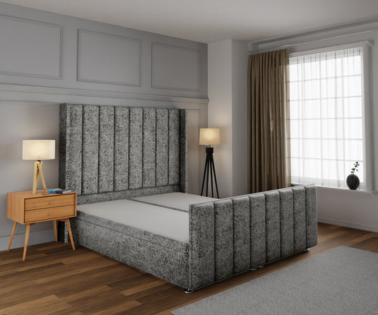 Amelia Line Winged Ottoman Storage Divan Bed Base And Headboard With Footboard