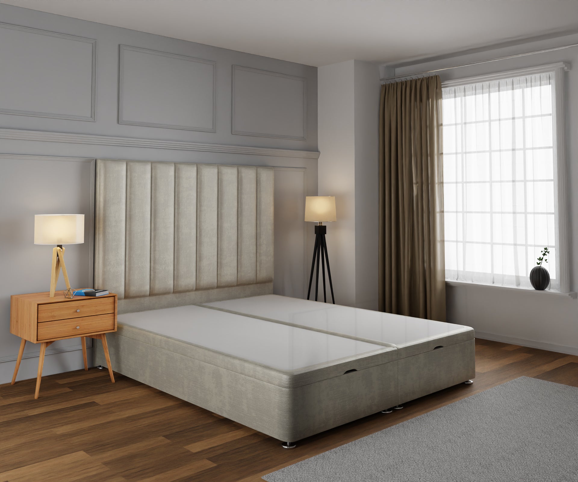 Amelia Petite Line Ottoman Storage Divan Bed Base And Headboard With Footboard