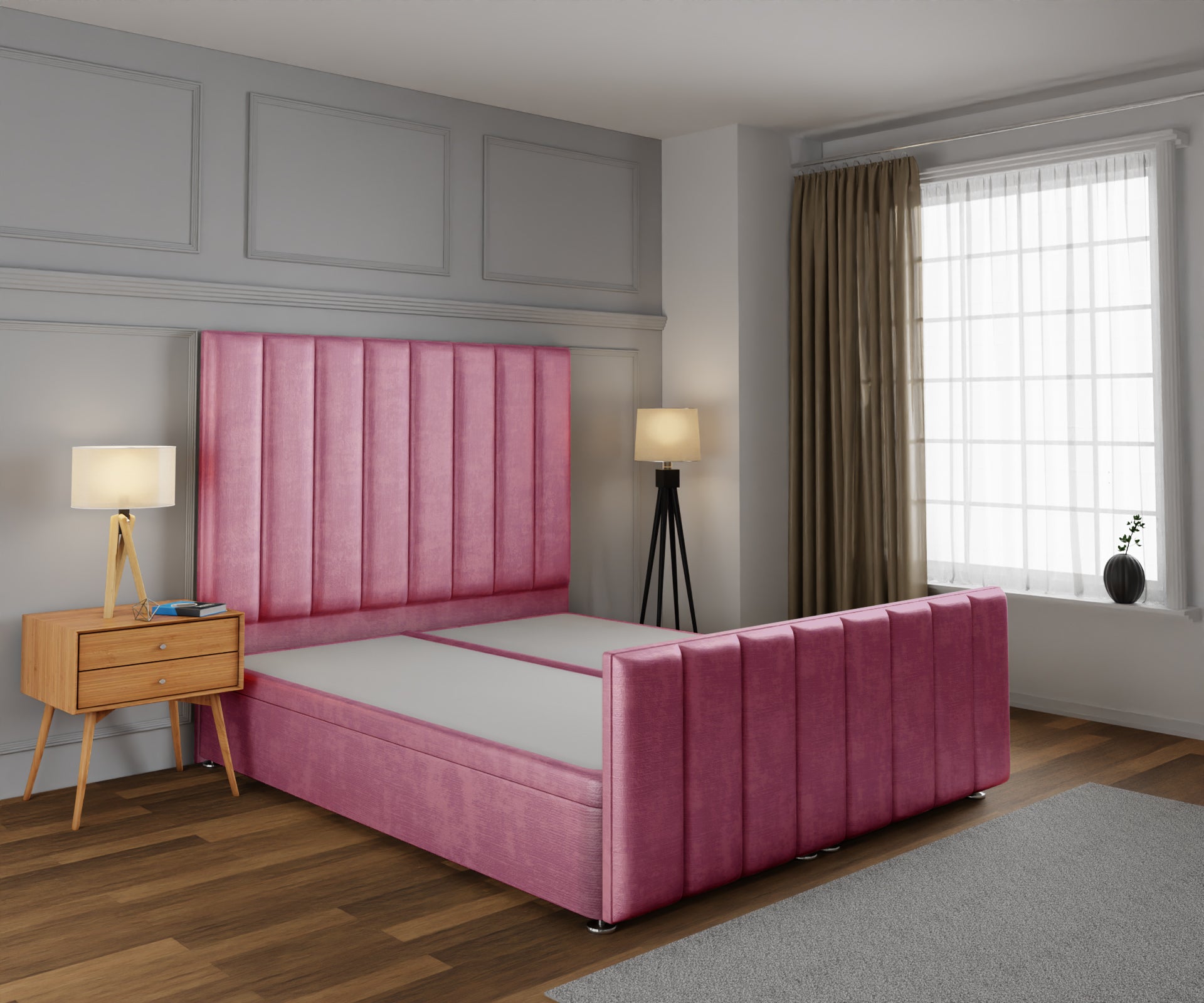 Amelia Petite Line Ottoman Storage Divan Bed Base And Headboard With Footboard
