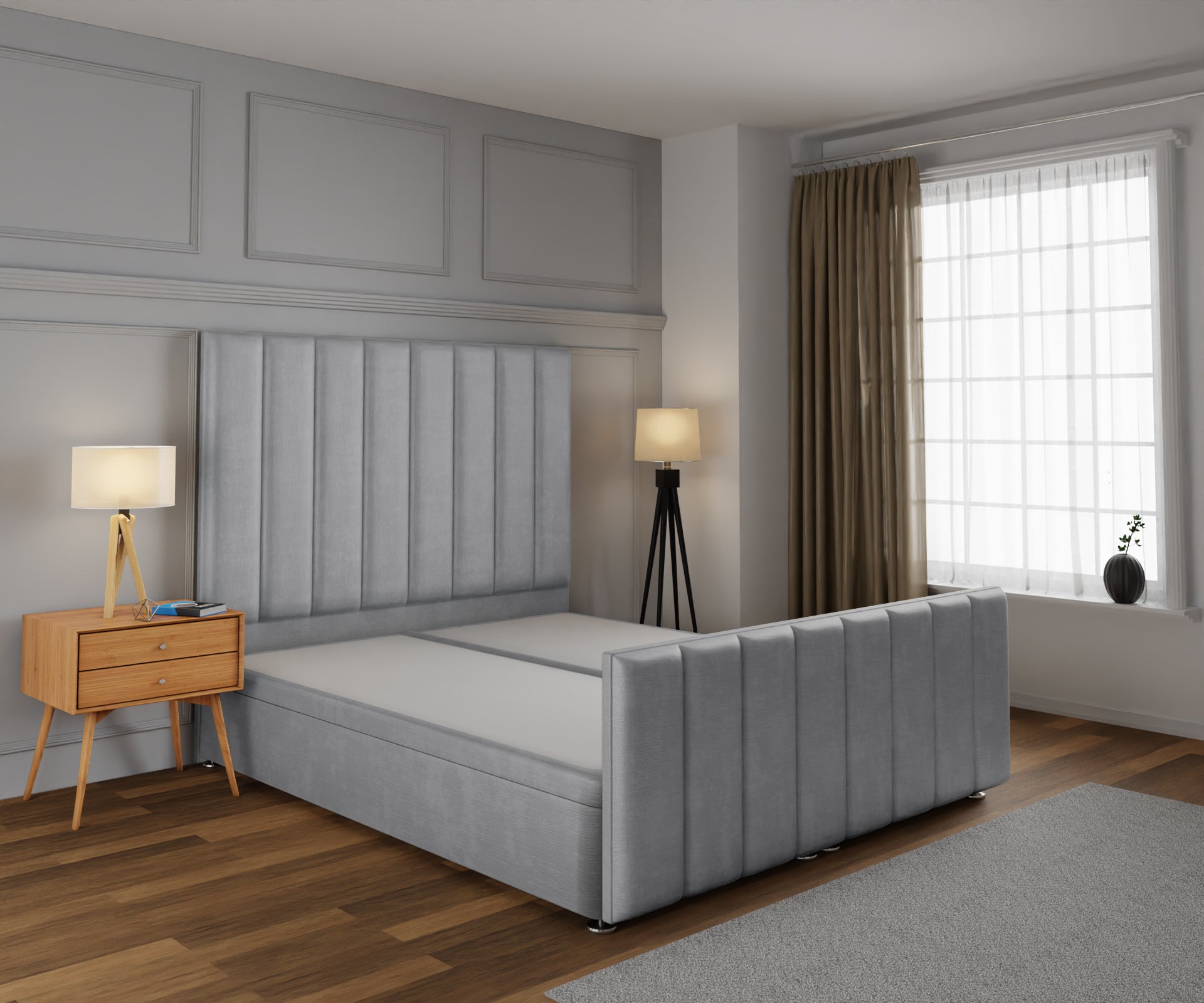 Amelia Petite Line Ottoman Storage Divan Bed Base And Headboard With Footboard