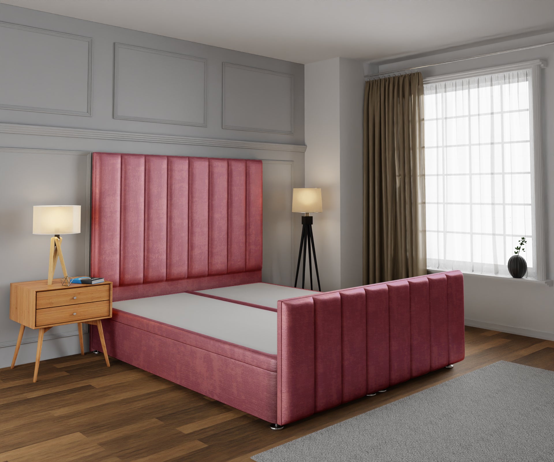 Amelia Petite Line Ottoman Storage Divan Bed Base And Headboard With Footboard