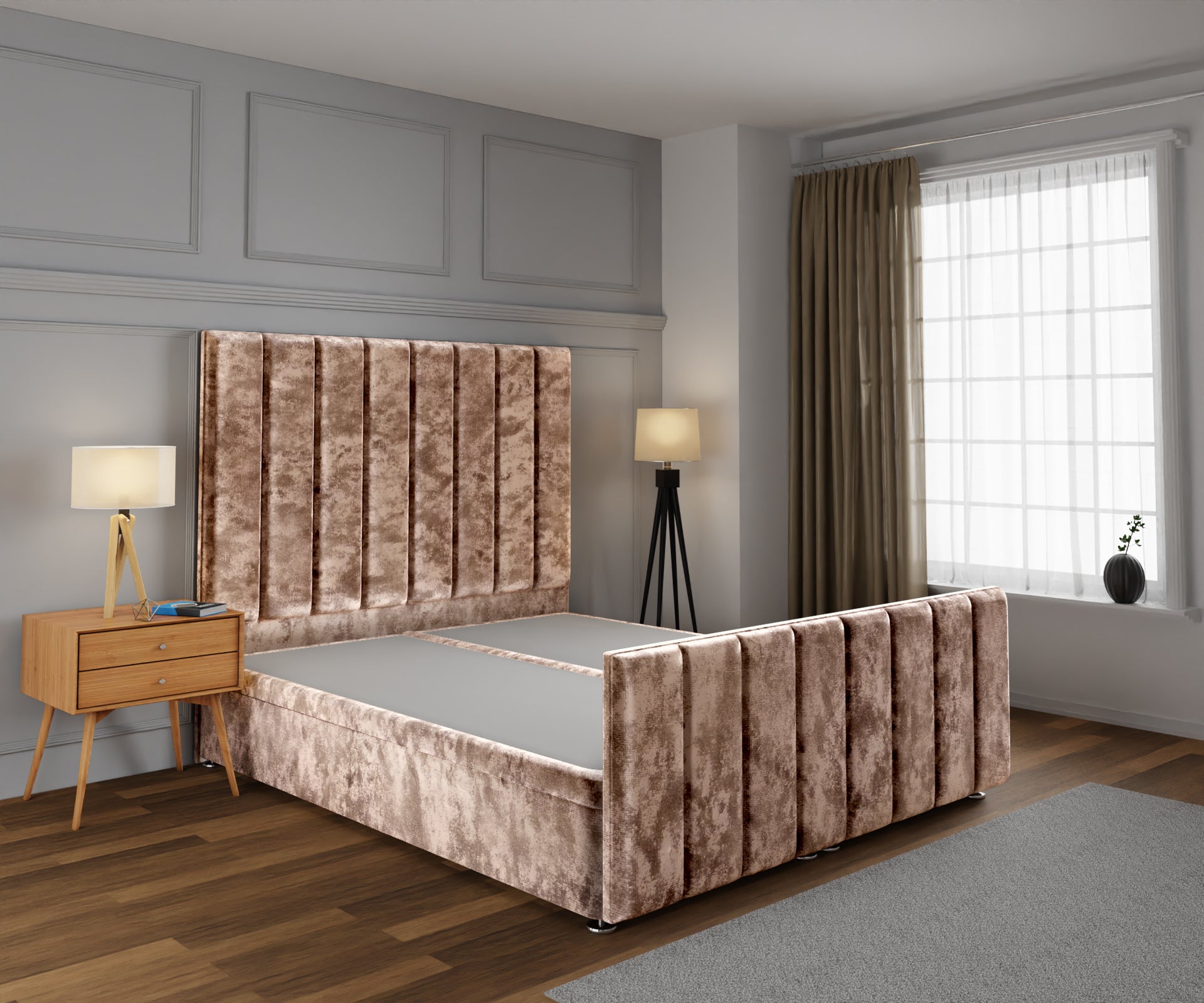 Amelia Petite Line Ottoman Storage Divan Bed Base And Headboard With Footboard