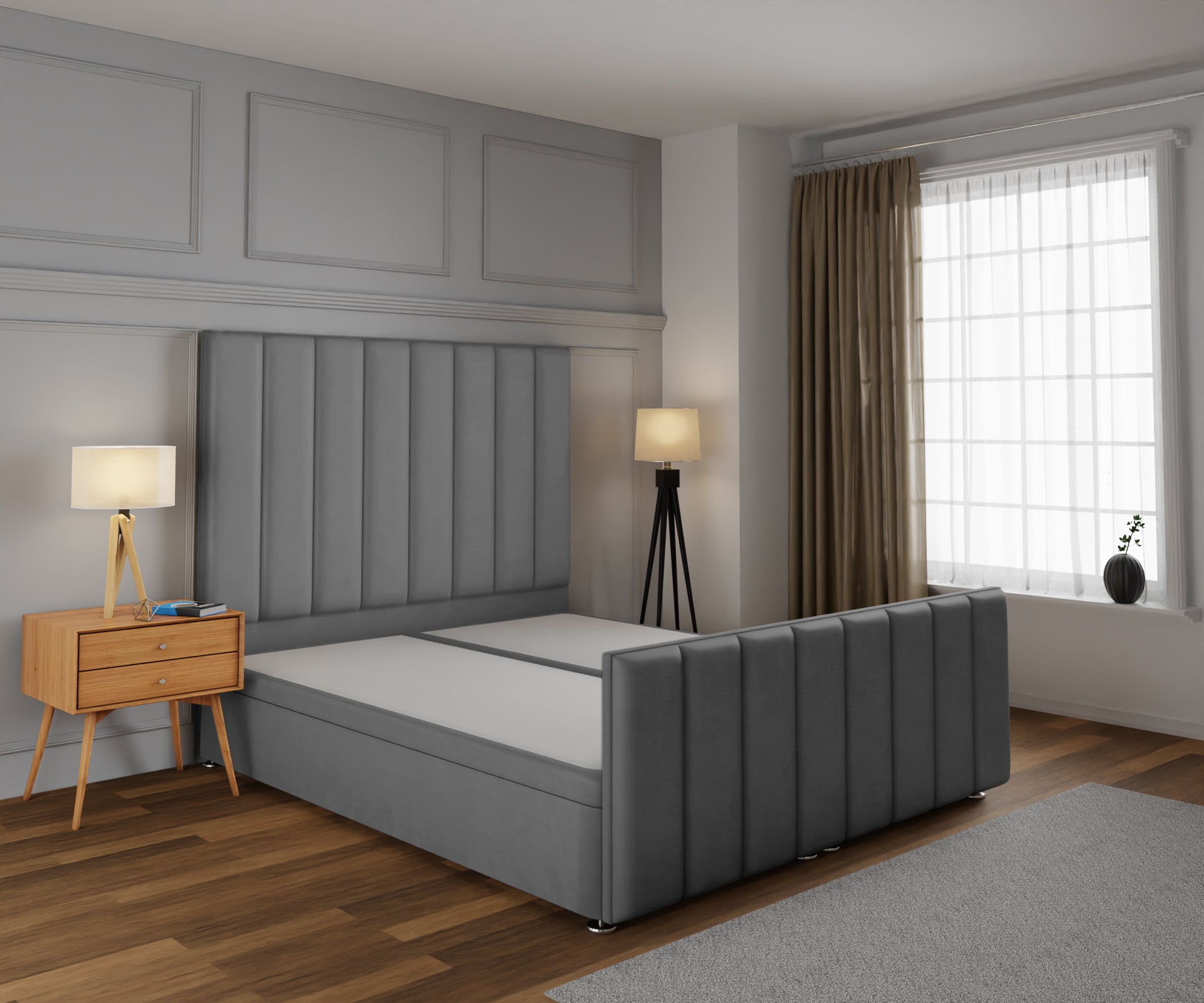 Amelia Petite Line Ottoman Storage Divan Bed Base And Headboard With Footboard