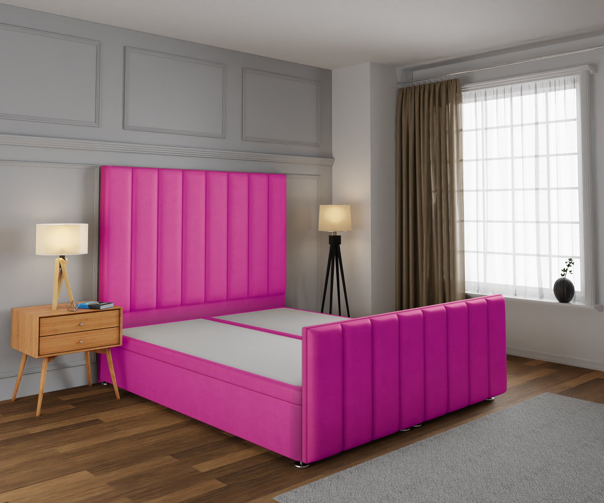 Amelia Petite Line Ottoman Storage Divan Bed Base And Headboard With Footboard