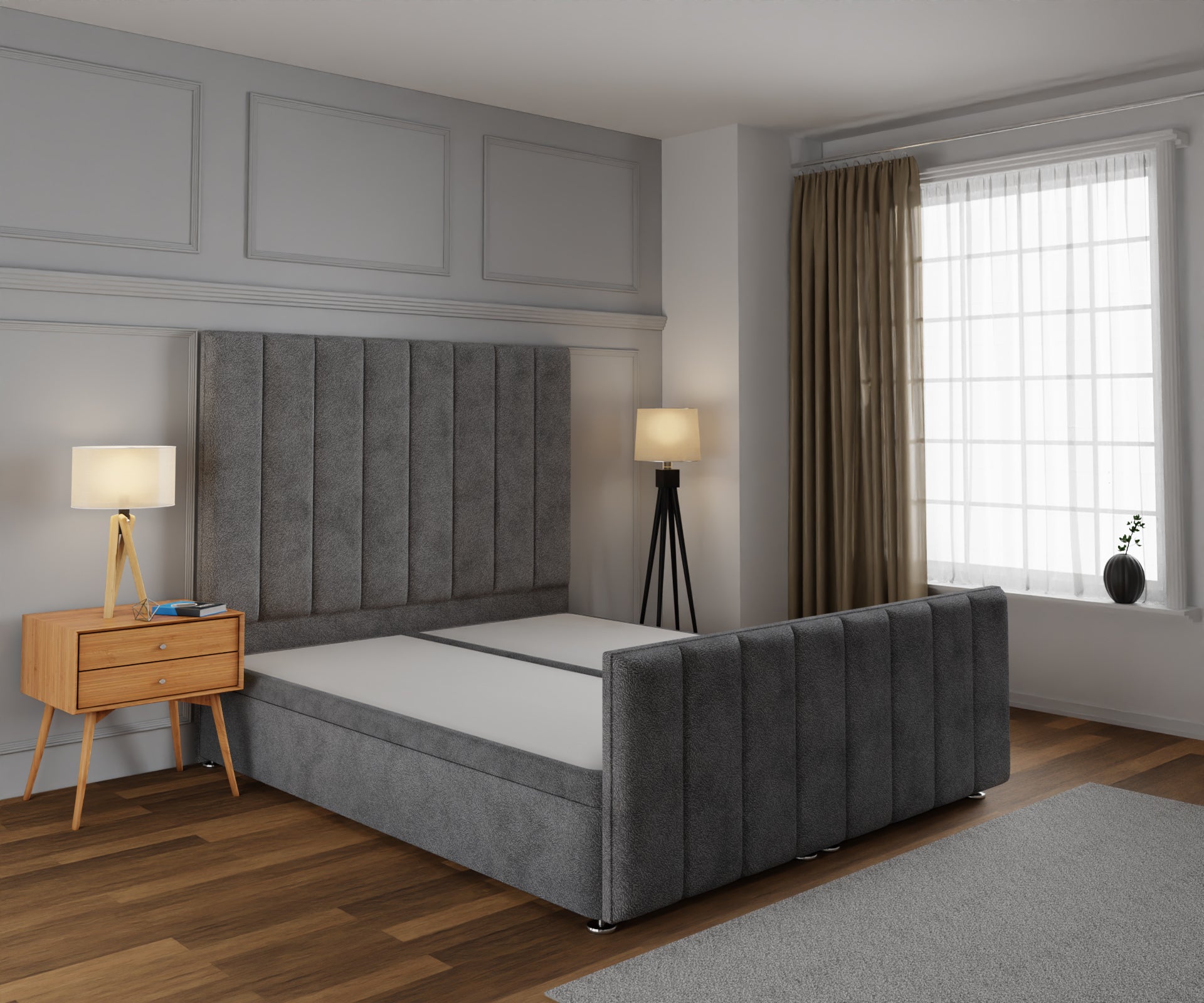 Amelia Petite Line Ottoman Storage Divan Bed Base And Headboard With Footboard