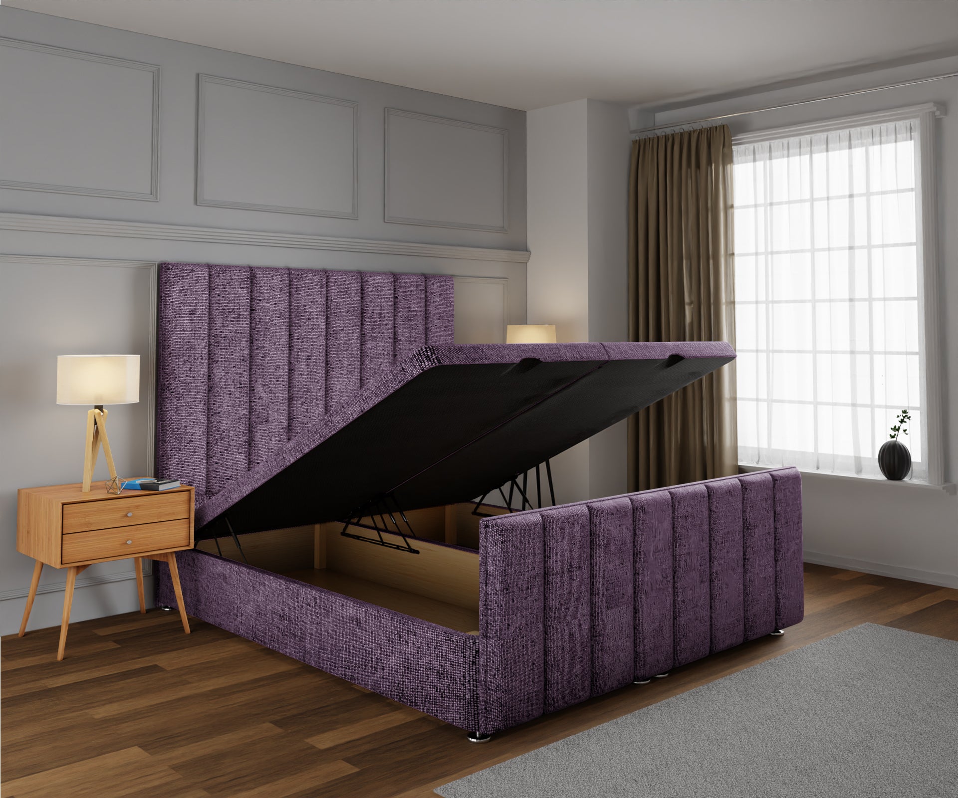 Amelia Petite Line Ottoman Storage Divan Bed Base And Headboard With Footboard