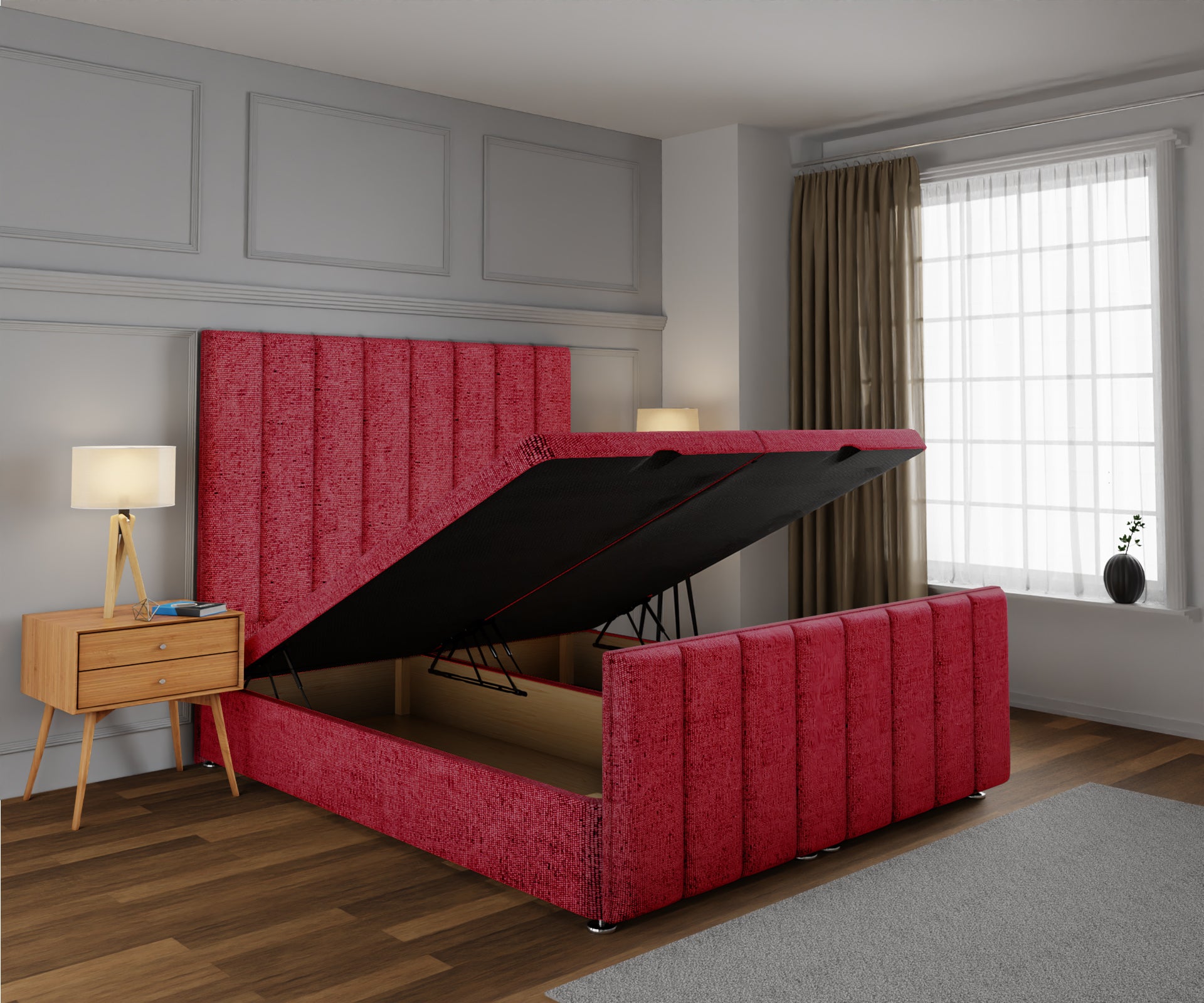 Amelia Petite Line Ottoman Storage Divan Bed Base And Headboard With Footboard