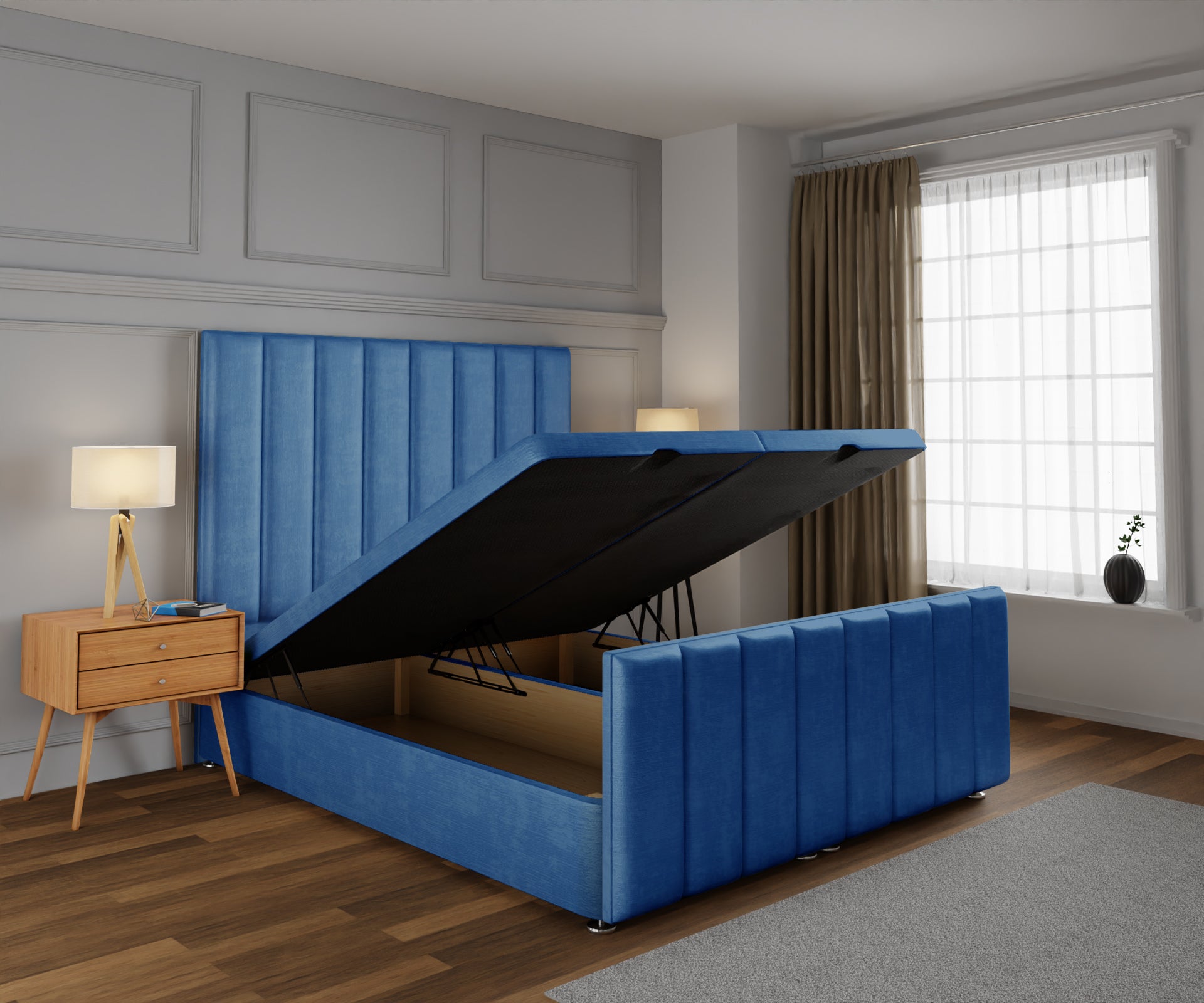 Amelia Petite Line Ottoman Storage Divan Bed Base And Headboard With Footboard