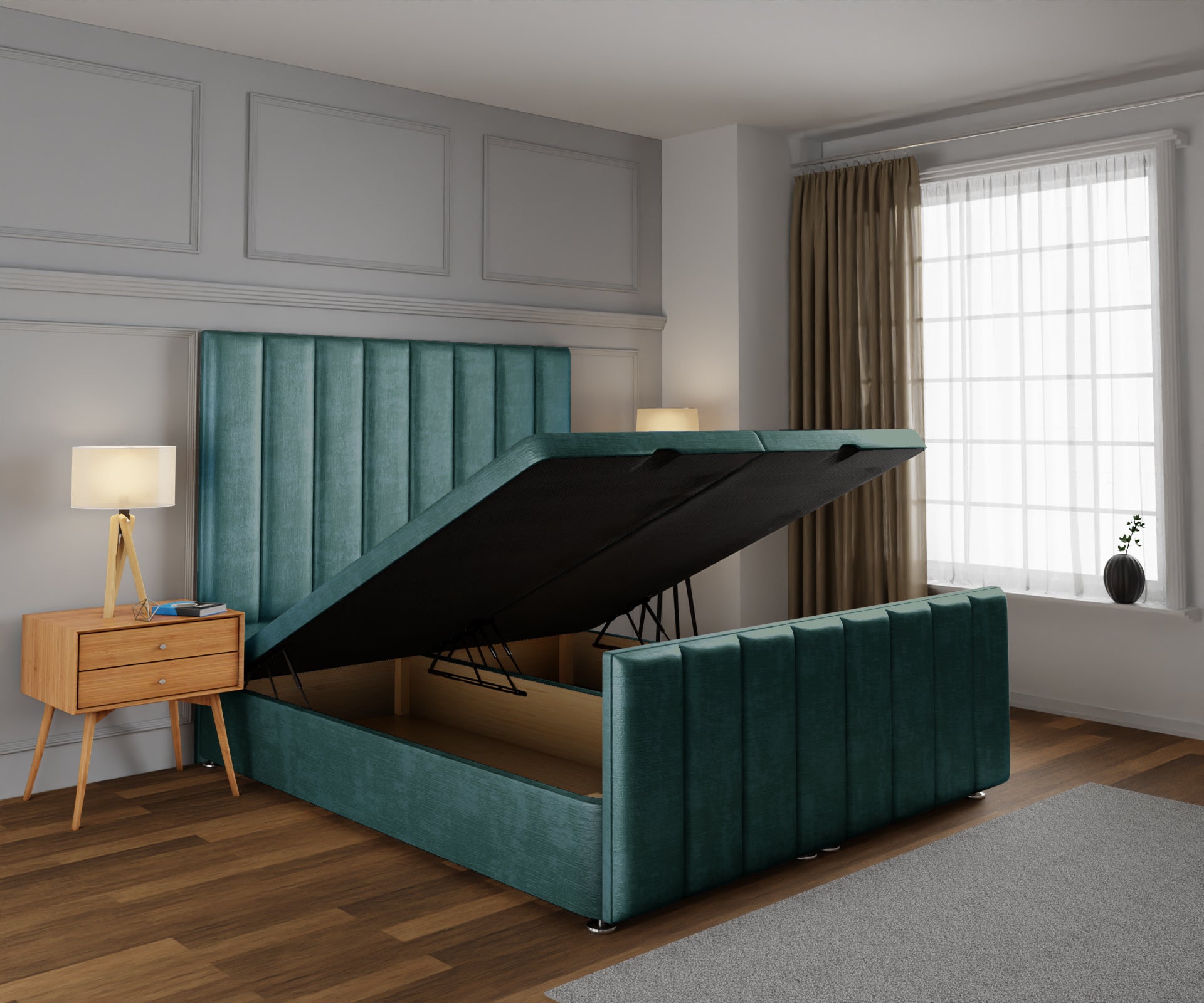 Amelia Petite Line Ottoman Storage Divan Bed Base And Headboard With Footboard