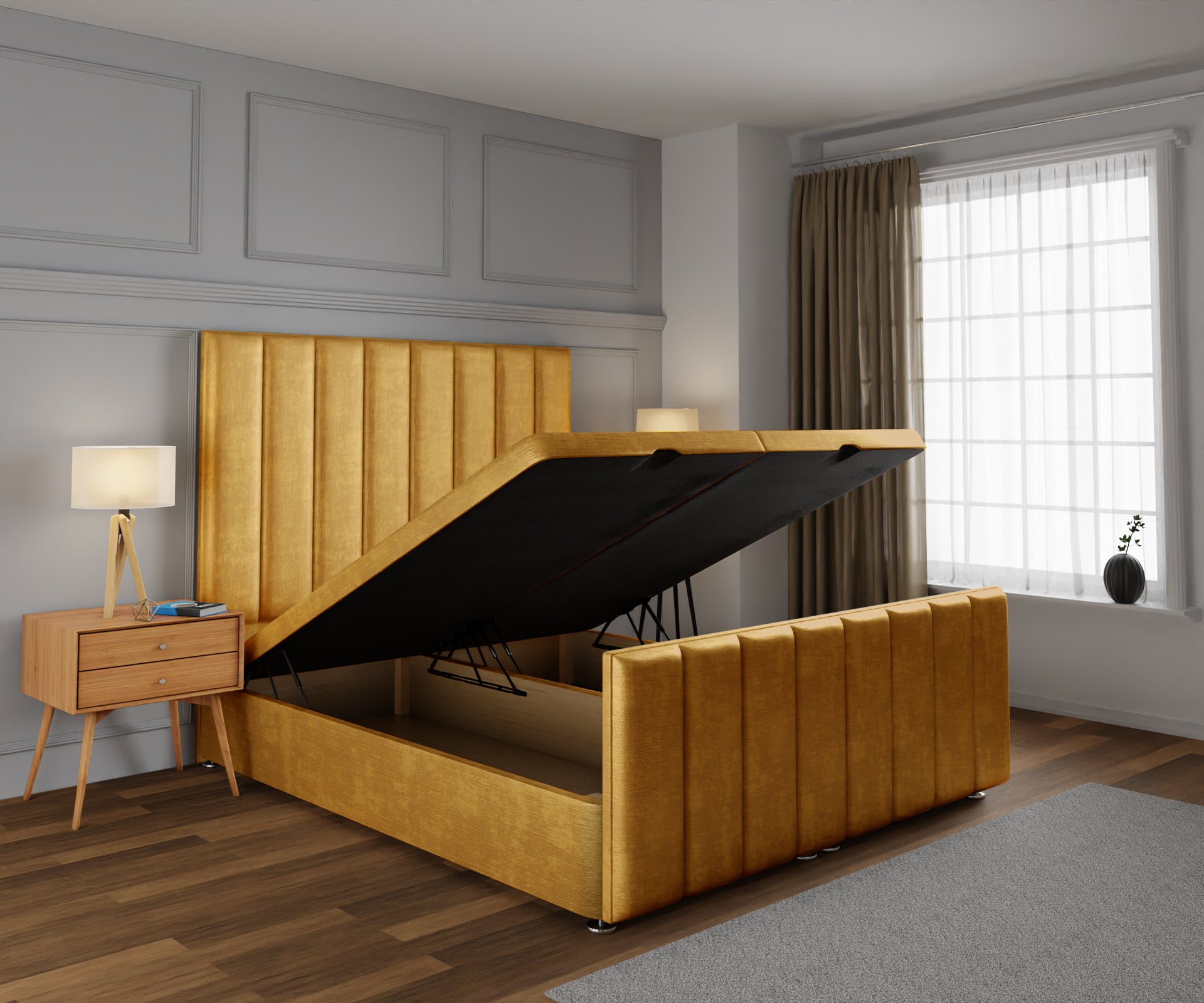 Amelia Petite Line Ottoman Storage Divan Bed Base And Headboard With Footboard