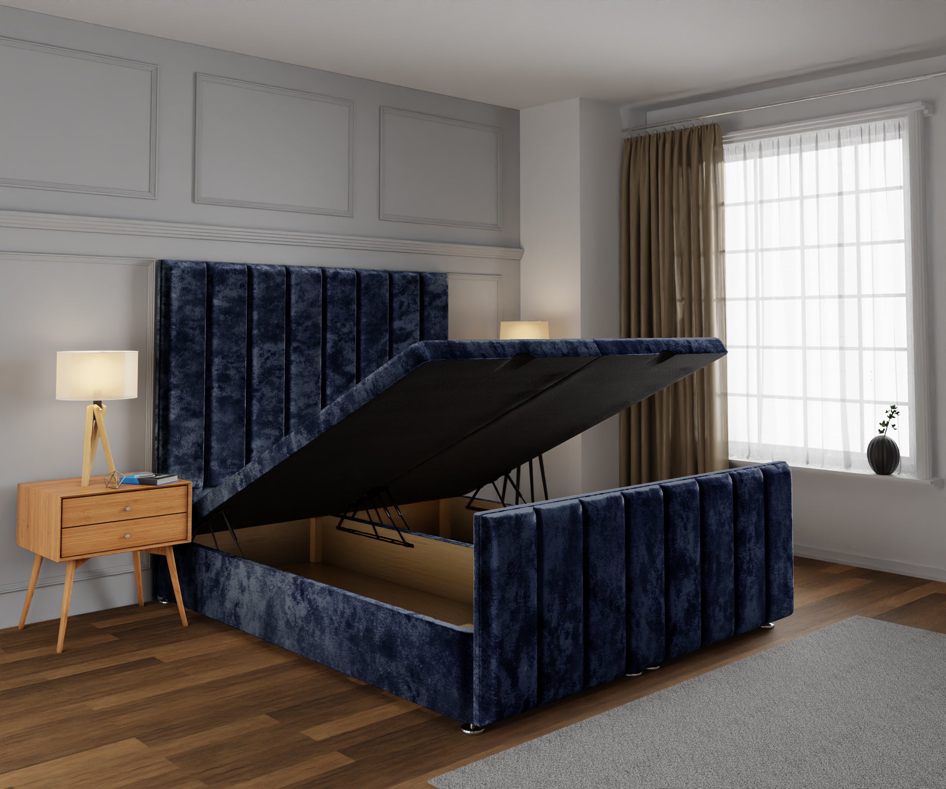 Amelia Petite Line Ottoman Storage Divan Bed Base And Headboard With Footboard