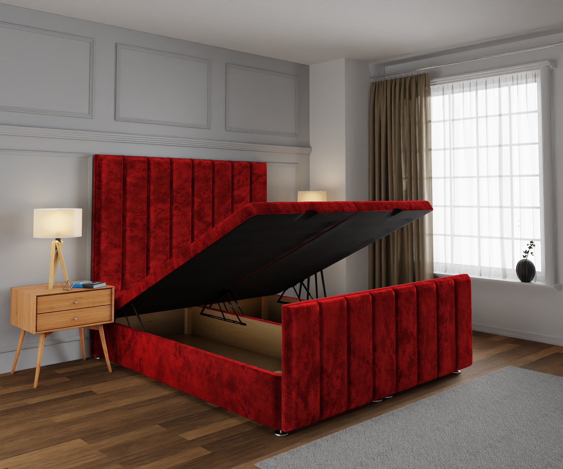 Amelia Petite Line Ottoman Storage Divan Bed Base And Headboard With Footboard