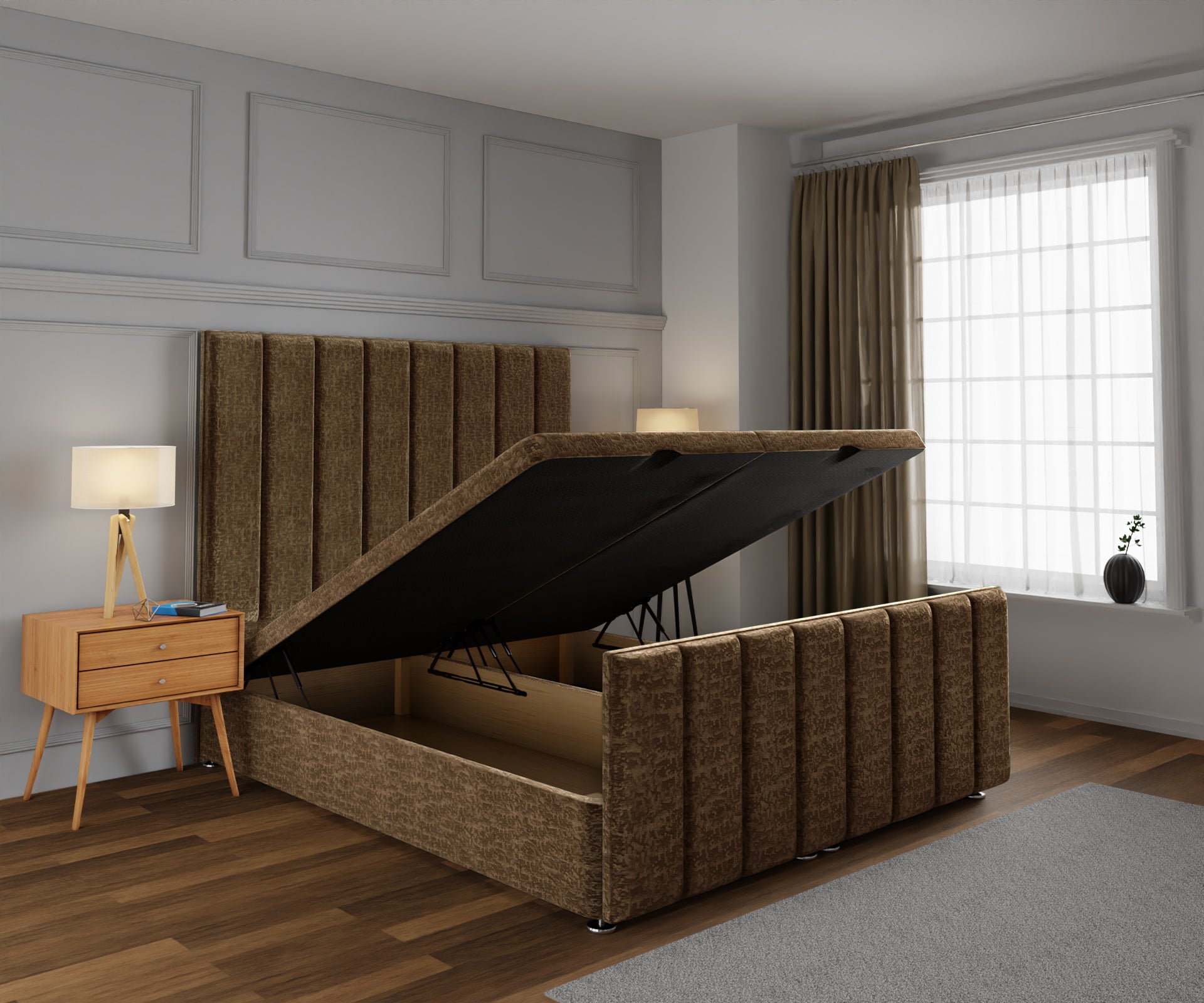 Amelia Petite Line Ottoman Storage Divan Bed Base And Headboard With Footboard