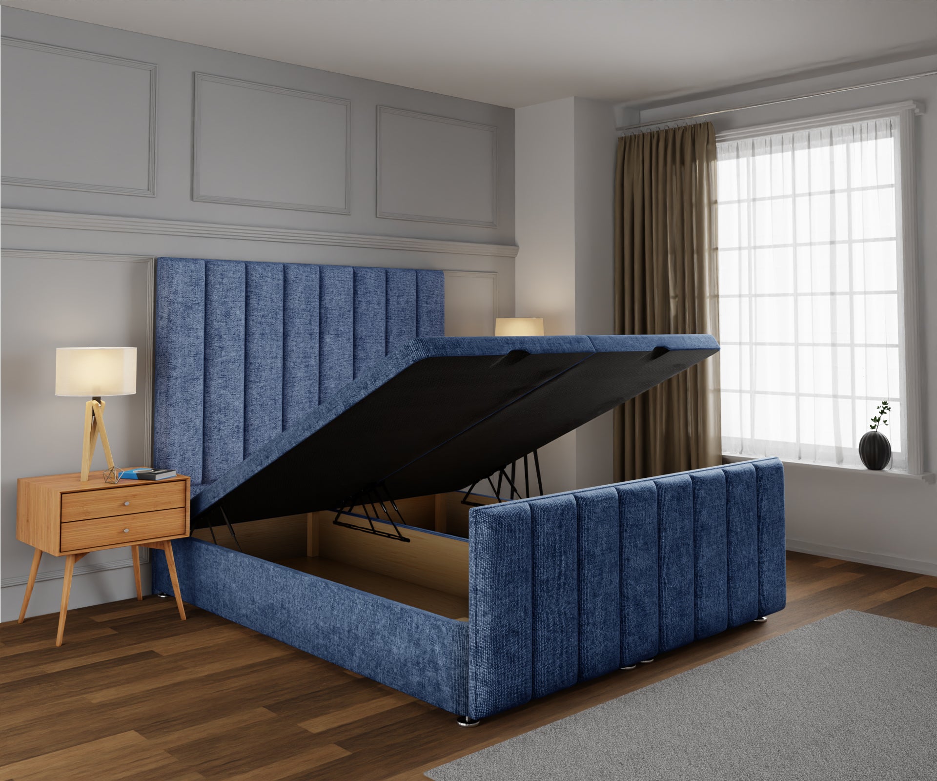 Amelia Petite Line Ottoman Storage Divan Bed Base And Headboard With Footboard