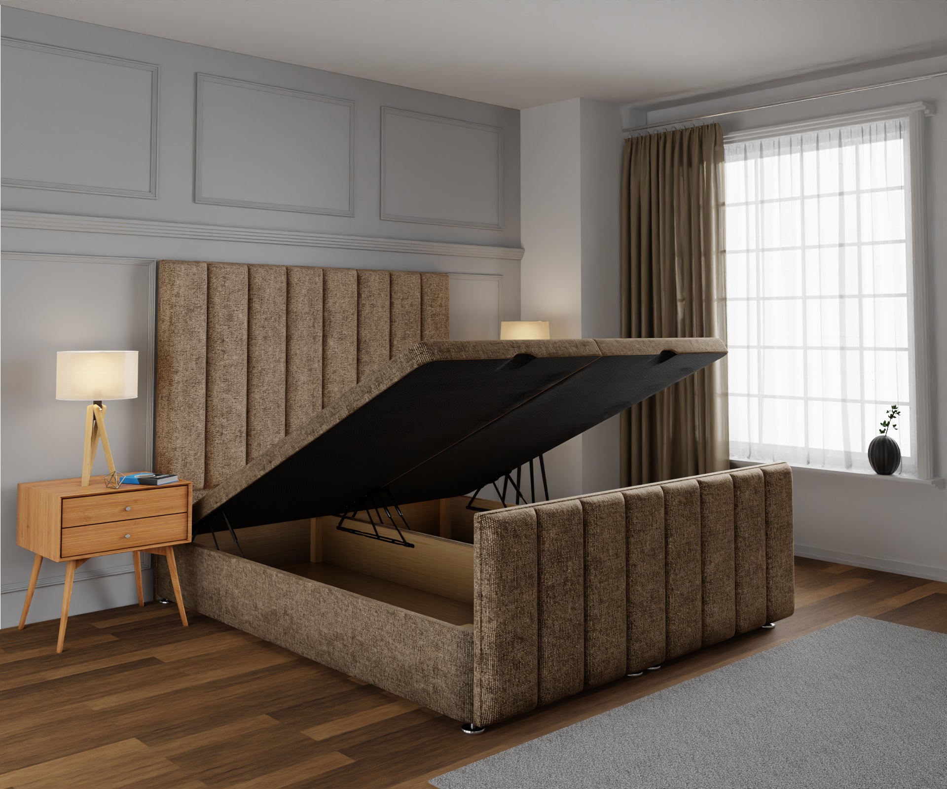 Amelia Petite Line Ottoman Storage Divan Bed Base And Headboard With Footboard
