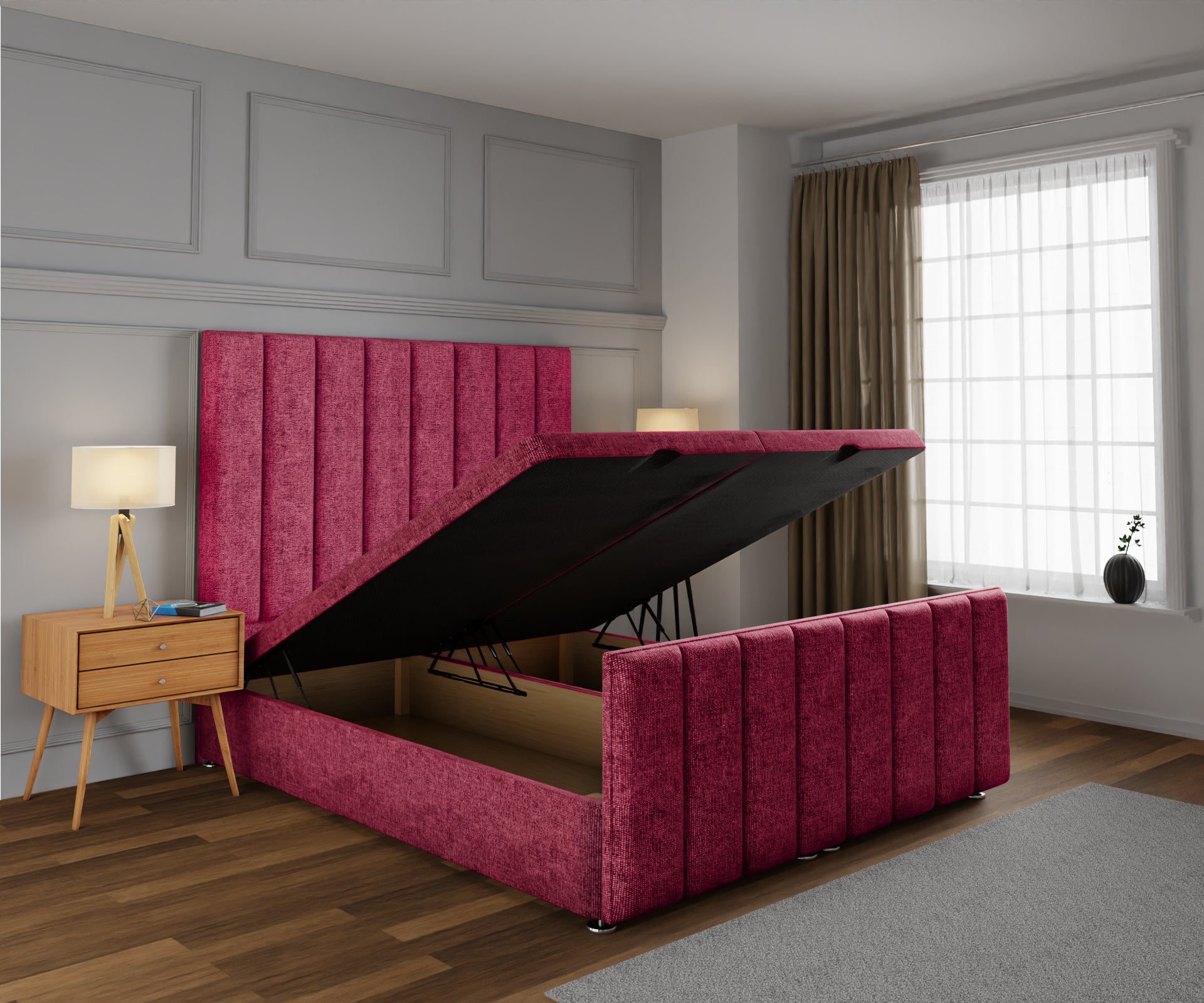 Amelia Petite Line Ottoman Storage Divan Bed Base And Headboard With Footboard