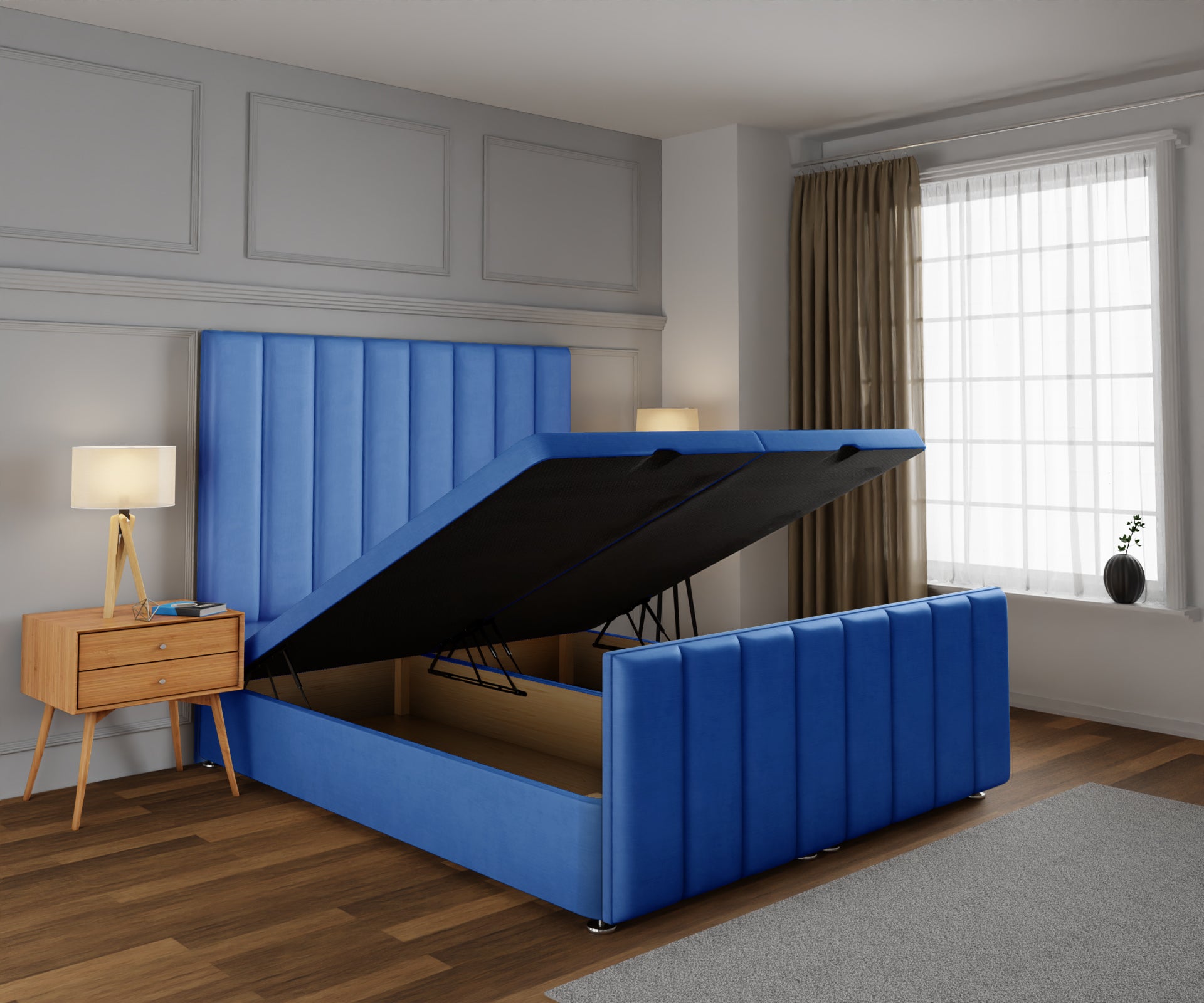 Amelia Petite Line Ottoman Storage Divan Bed Base And Headboard With Footboard