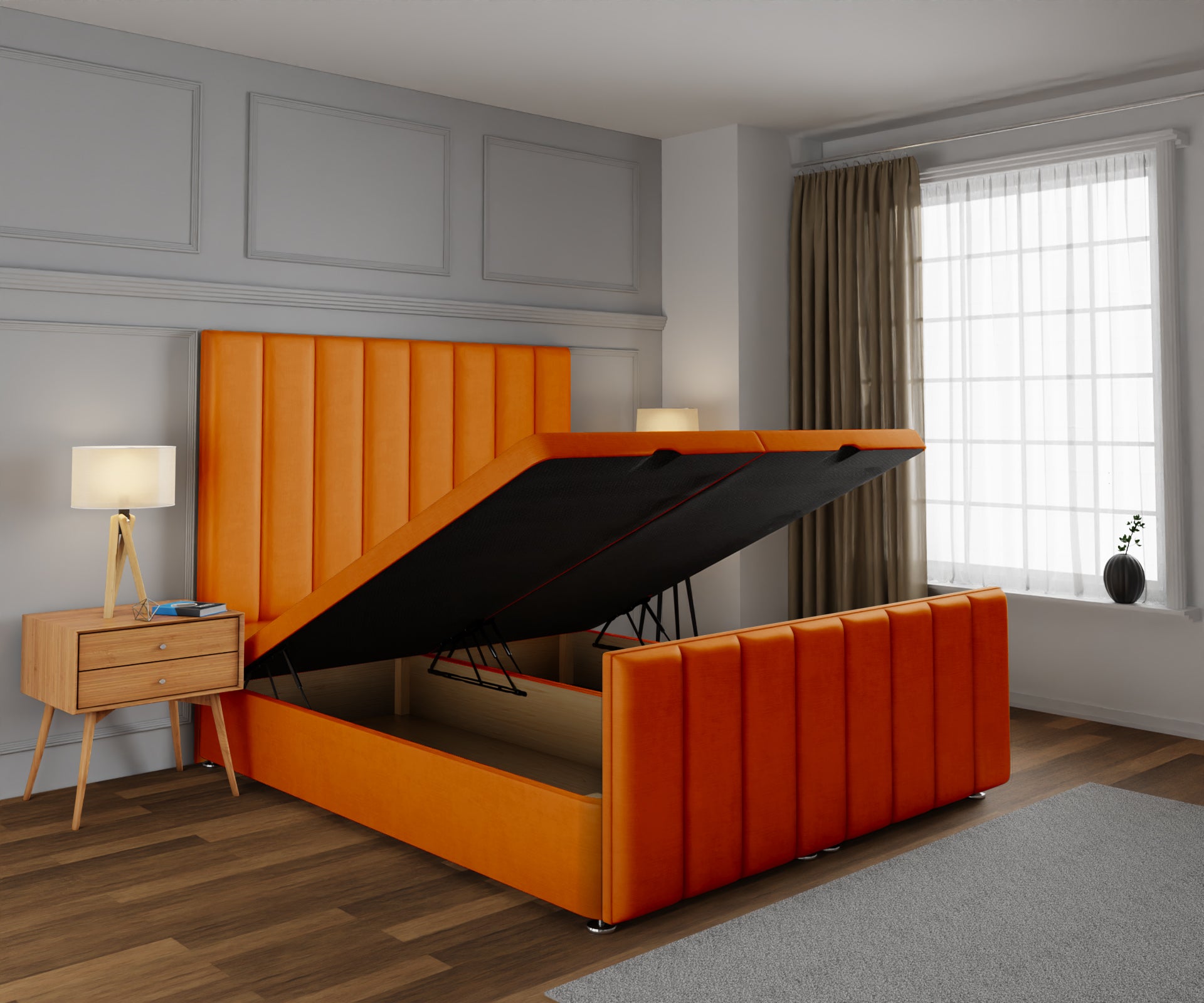 Amelia Petite Line Ottoman Storage Divan Bed Base And Headboard With Footboard