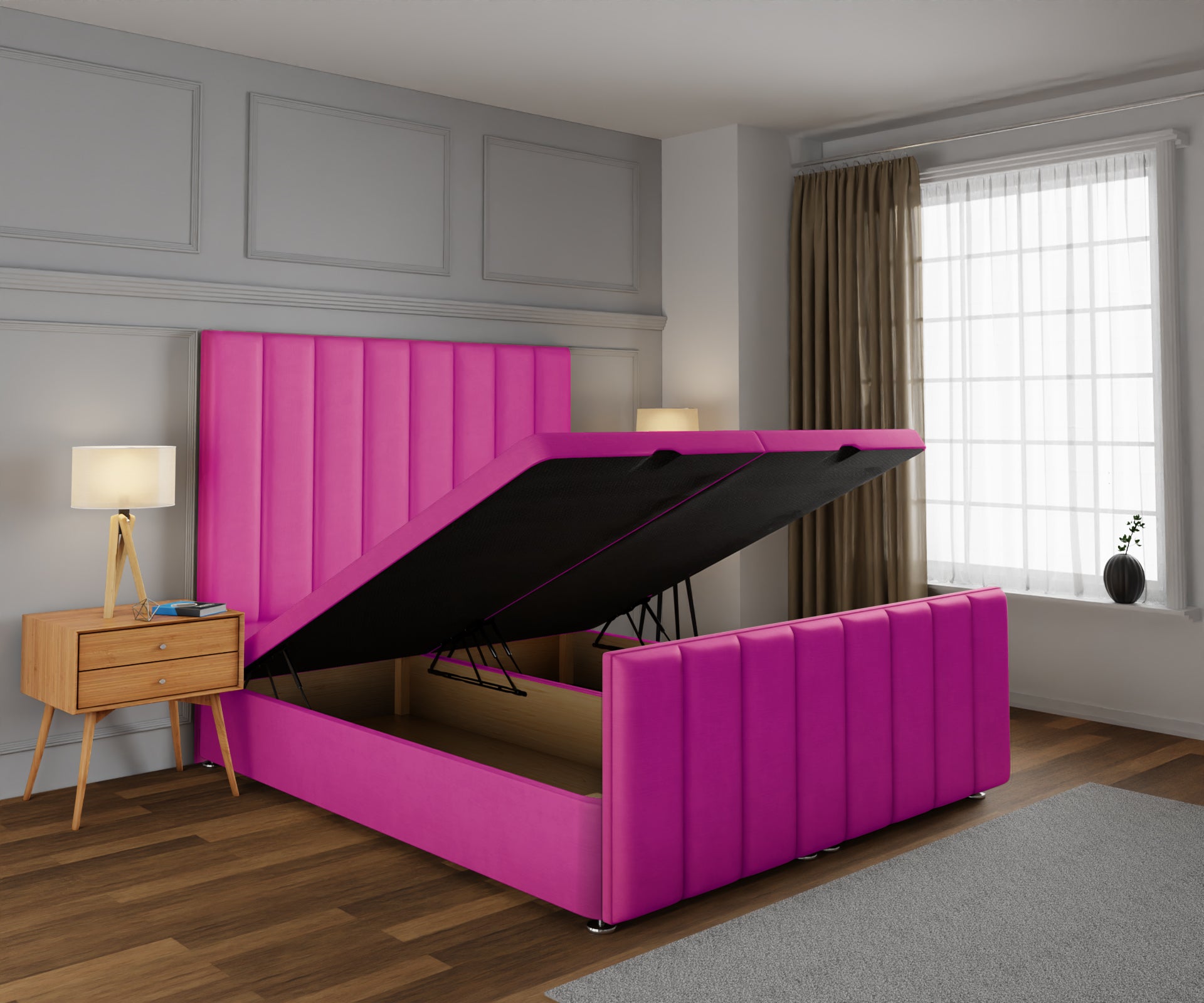 Amelia Petite Line Ottoman Storage Divan Bed Base And Headboard With Footboard