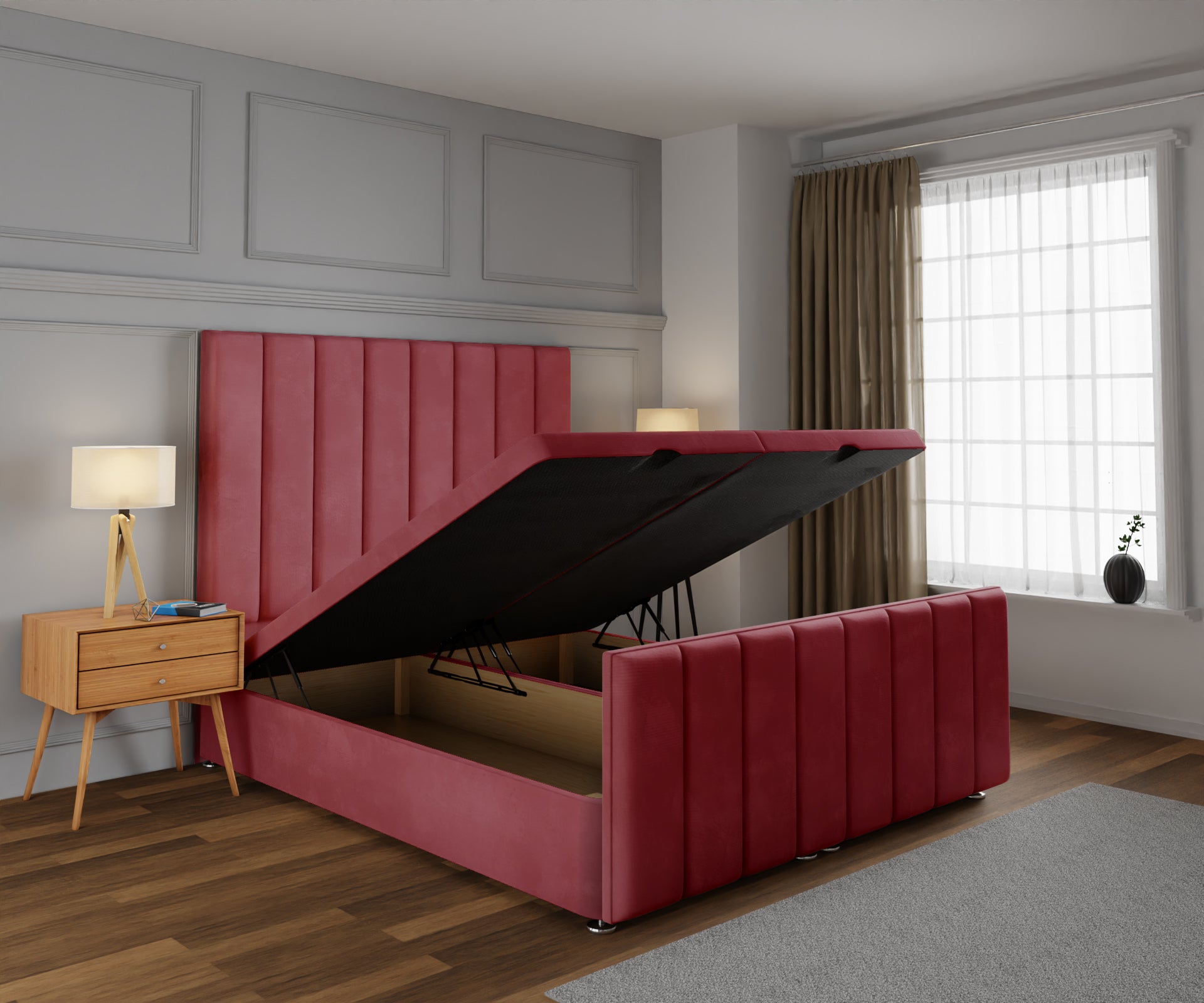 Amelia Petite Line Ottoman Storage Divan Bed Base And Headboard With Footboard