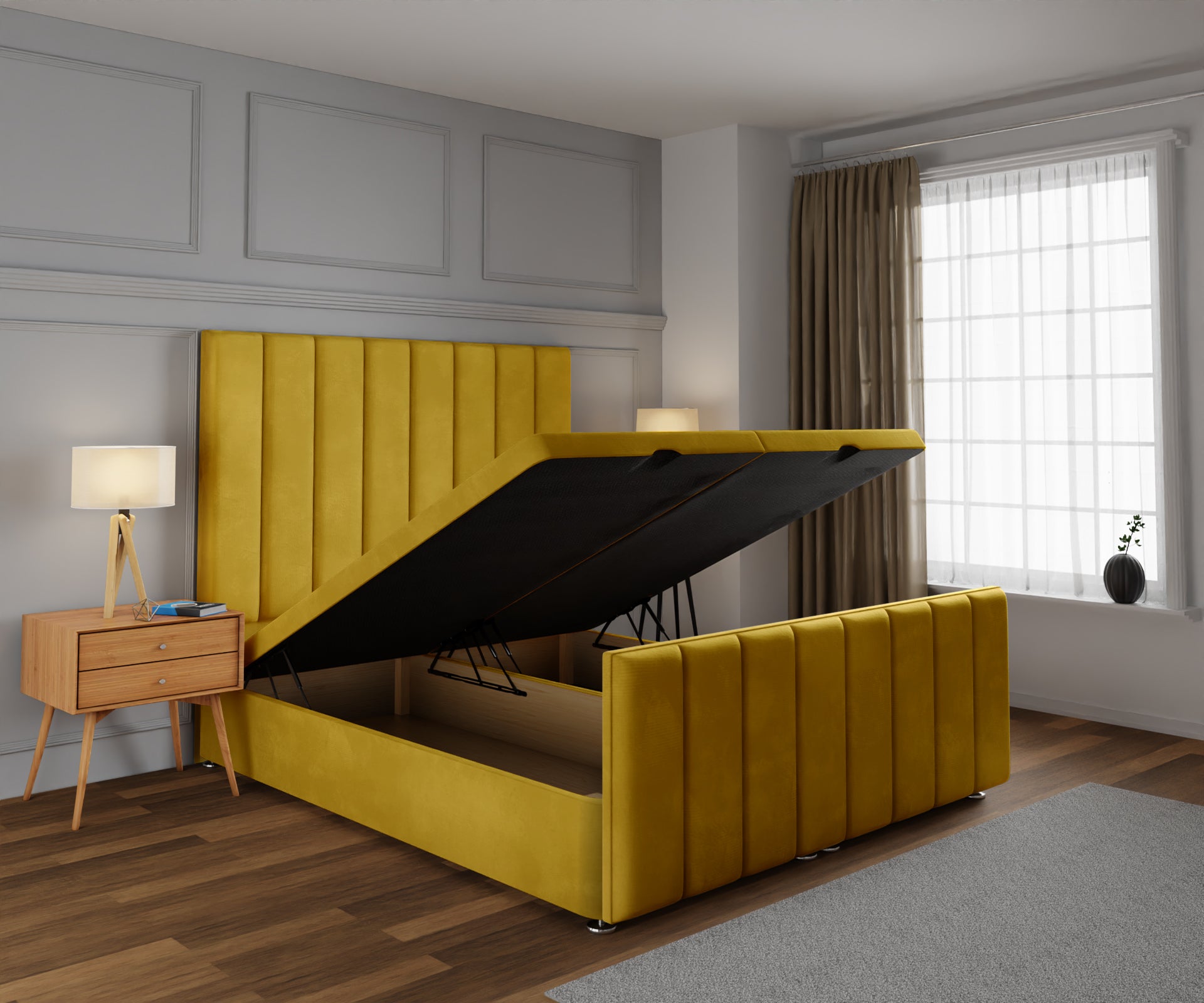 Amelia Petite Line Ottoman Storage Divan Bed Base And Headboard With Footboard