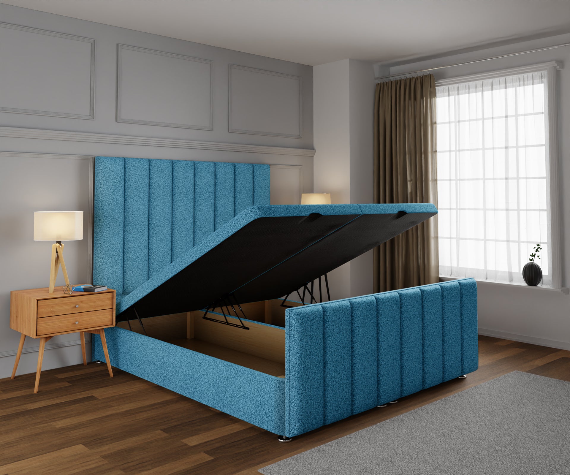 Amelia Petite Line Ottoman Storage Divan Bed Base And Headboard With Footboard