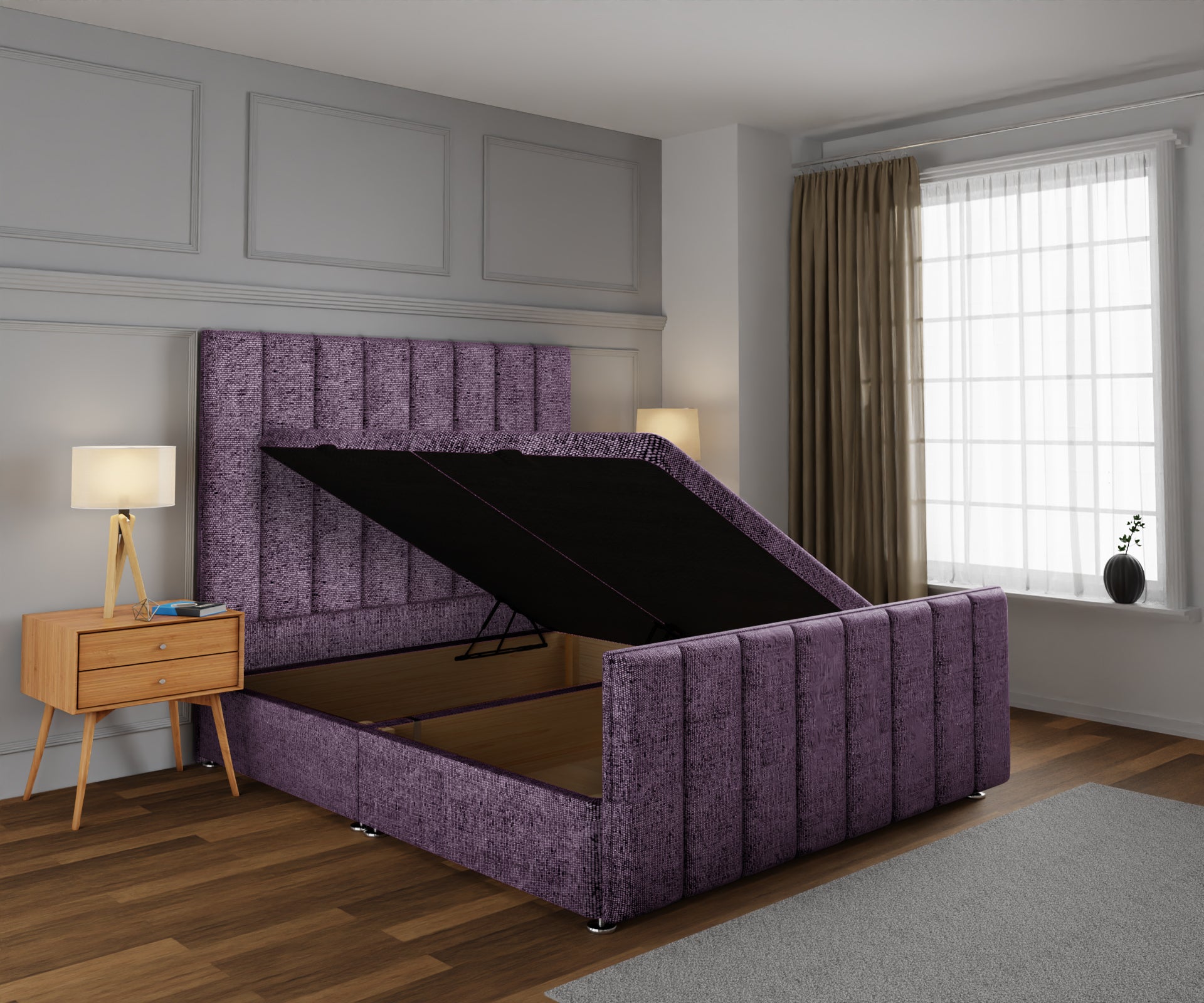 Amelia Petite Line Ottoman Storage Divan Bed Base And Headboard With Footboard