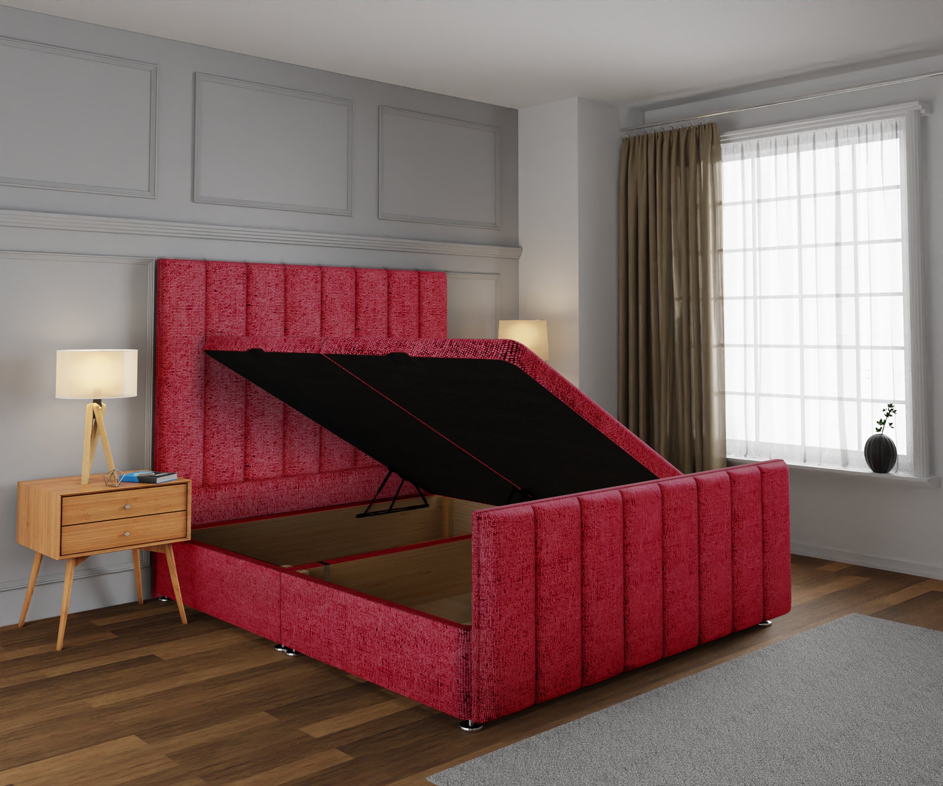 Amelia Petite Line Ottoman Storage Divan Bed Base And Headboard With Footboard