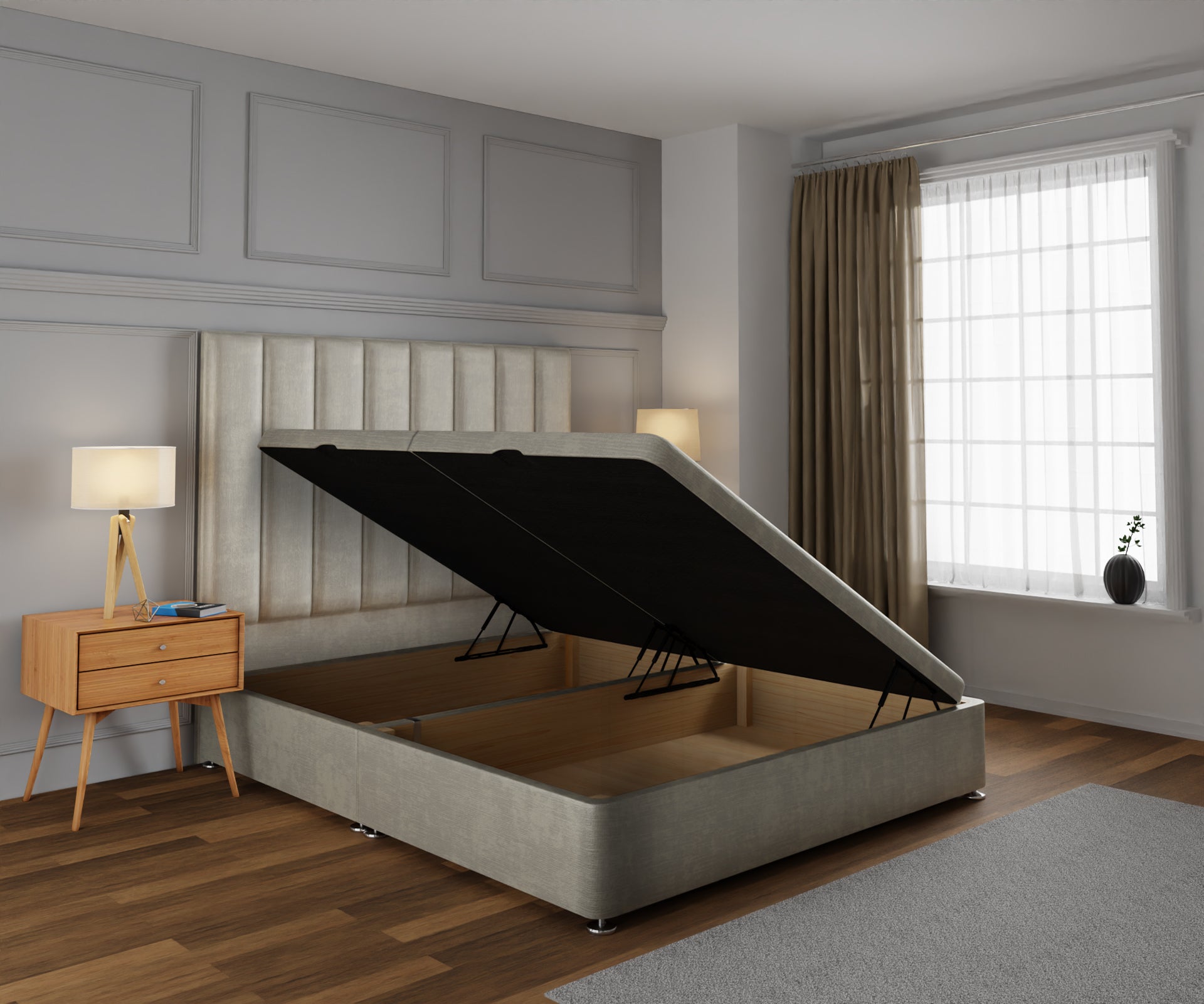 Amelia Petite Line Ottoman Storage Divan Bed Base And Headboard With Footboard