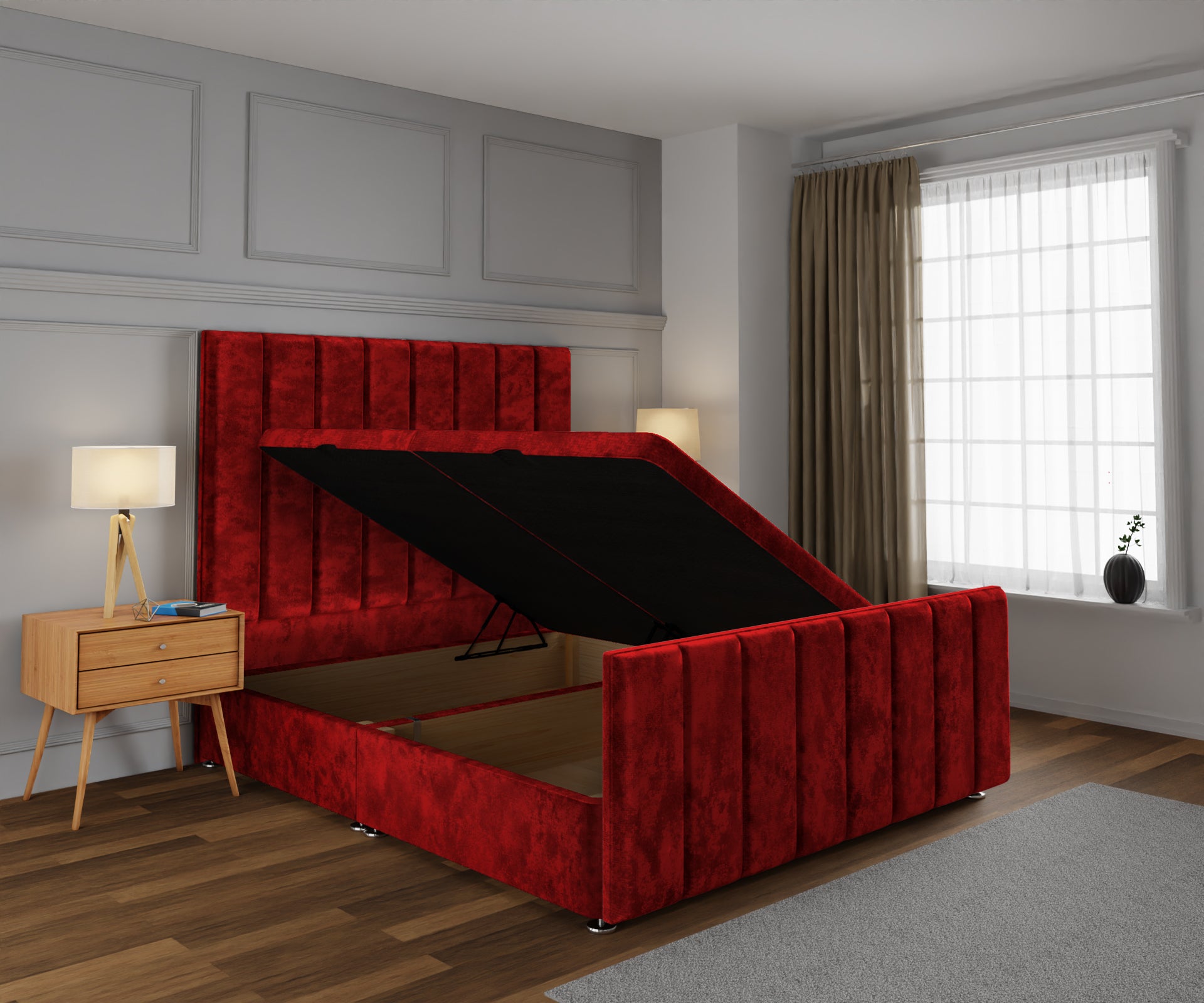 Amelia Petite Line Ottoman Storage Divan Bed Base And Headboard With Footboard