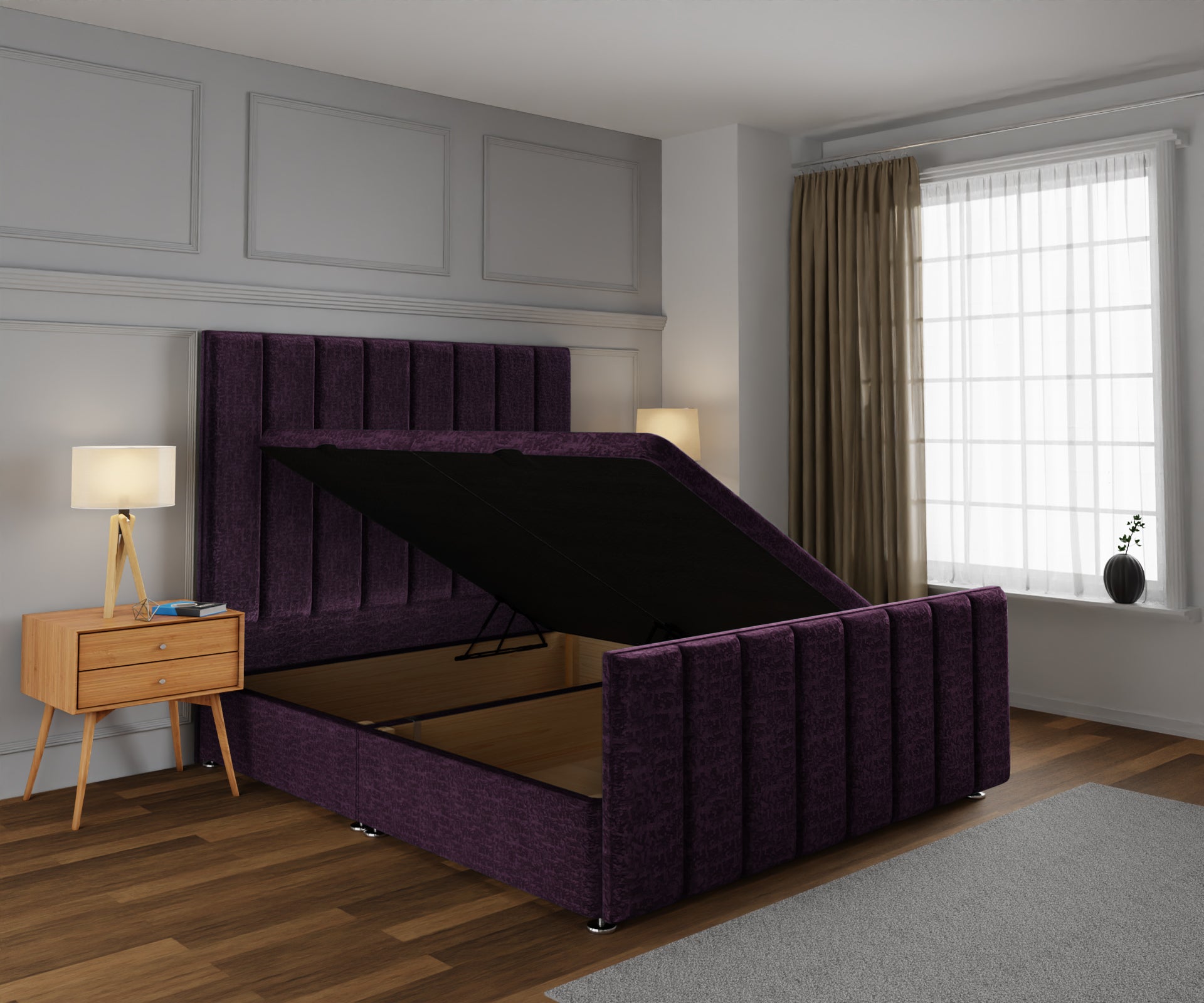 Amelia Petite Line Ottoman Storage Divan Bed Base And Headboard With Footboard