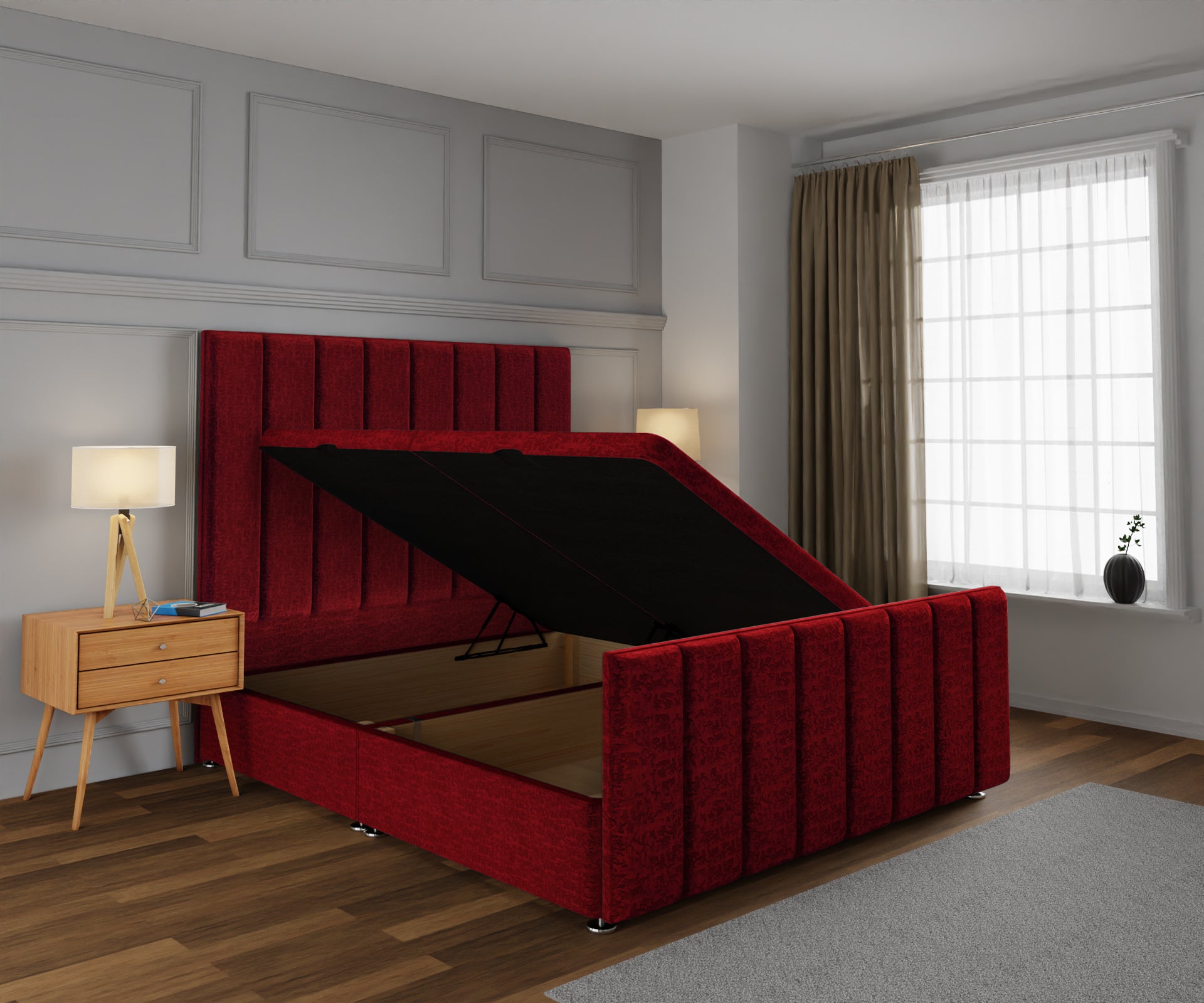 Amelia Petite Line Ottoman Storage Divan Bed Base And Headboard With Footboard