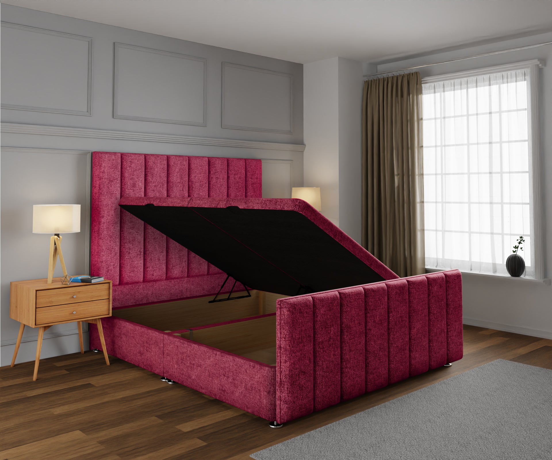Amelia Petite Line Ottoman Storage Divan Bed Base And Headboard With Footboard